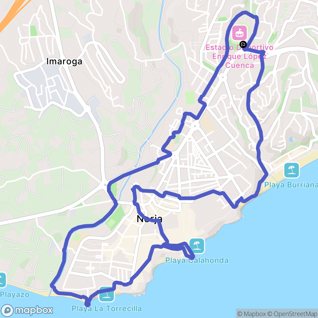 Nerja : carte du parcours de randonnée - Spain