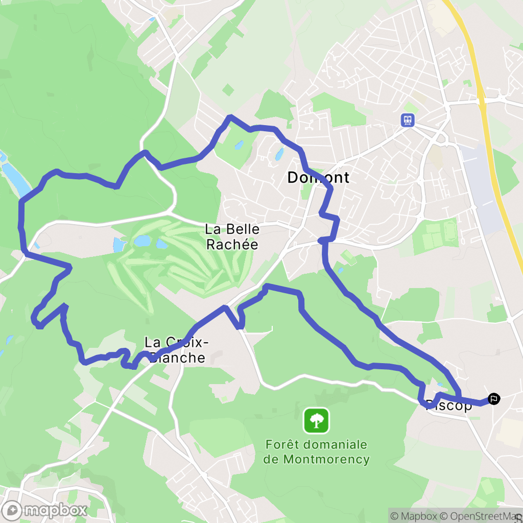 Piscop : carte du parcours de randonnée - France