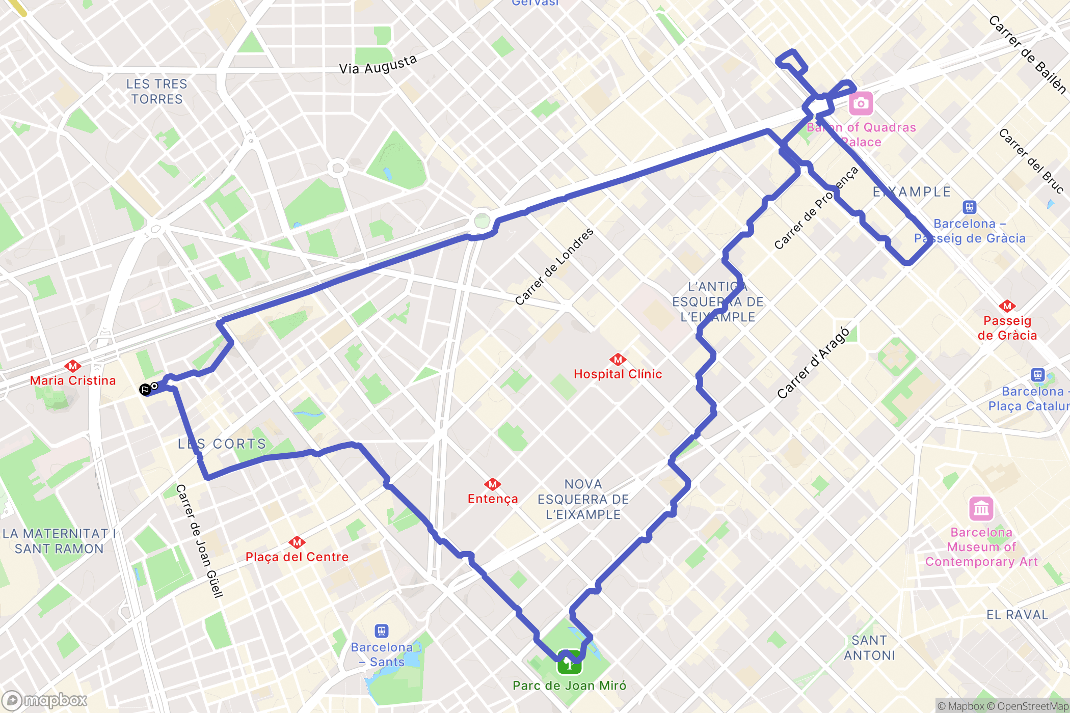 Barcelona : carte du parcours de randonnée - Spain