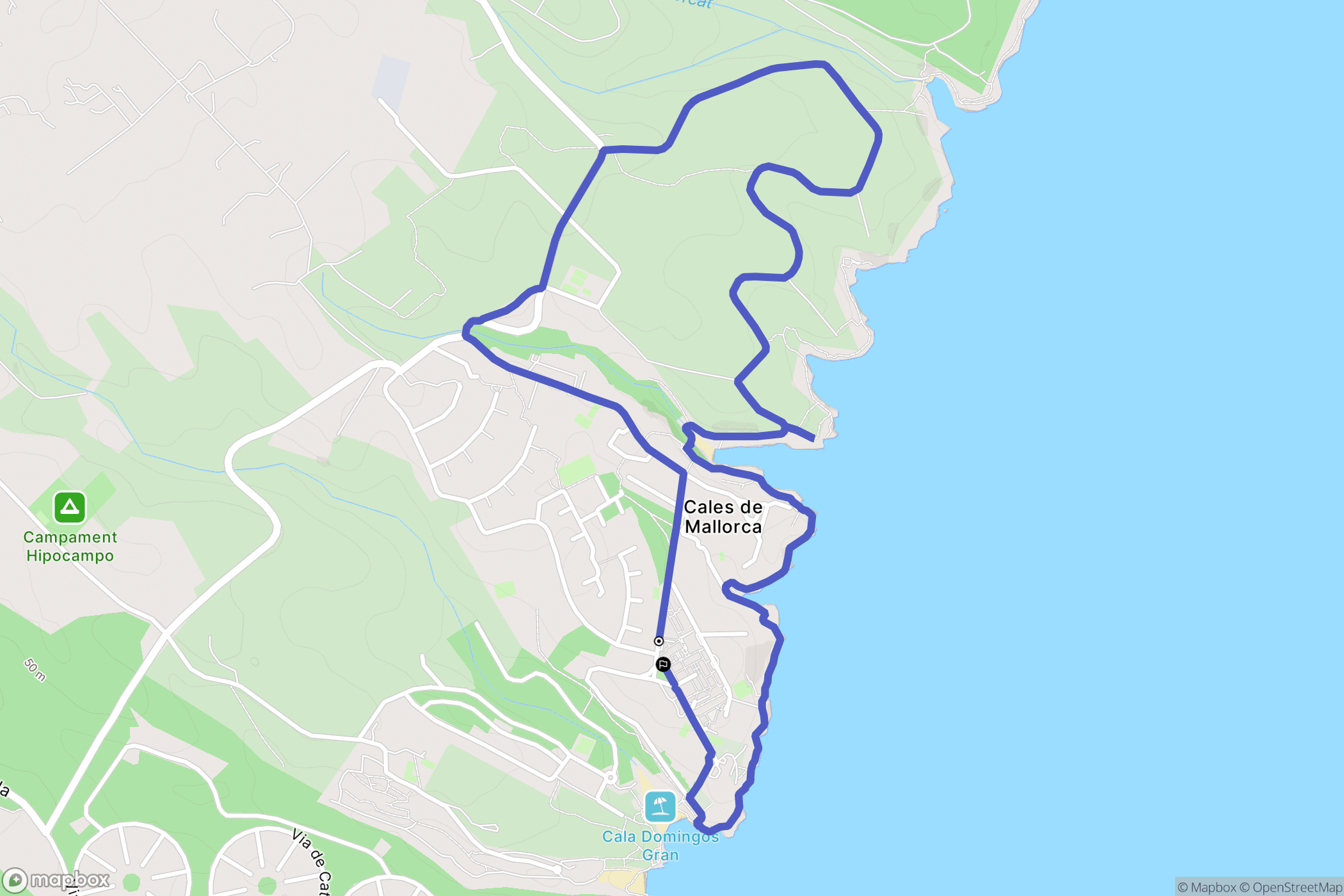 Manacor : carte du parcours de randonnée - Spain