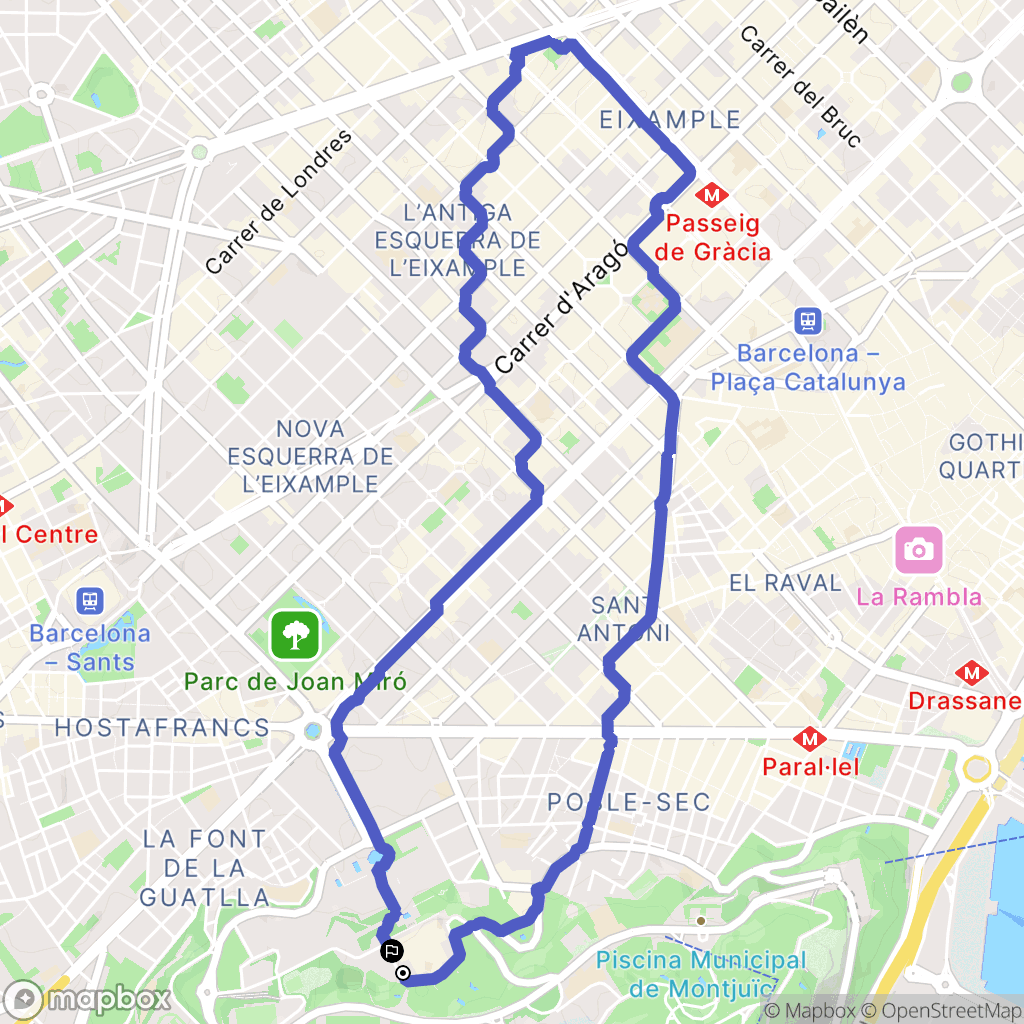 Barcelona : carte du parcours de randonnée - Spain