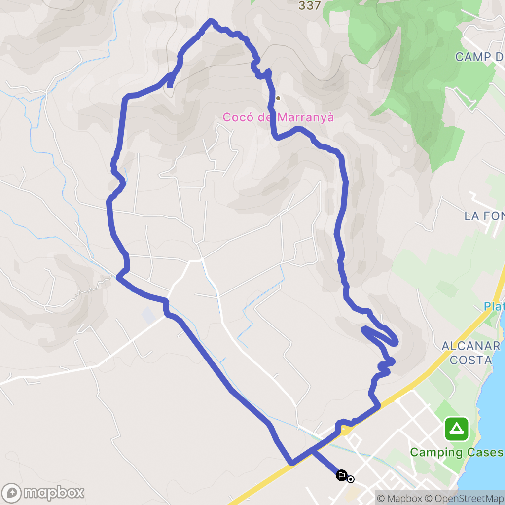 Les Cases d'Alcanar : carte du parcours de randonnée - Spain
