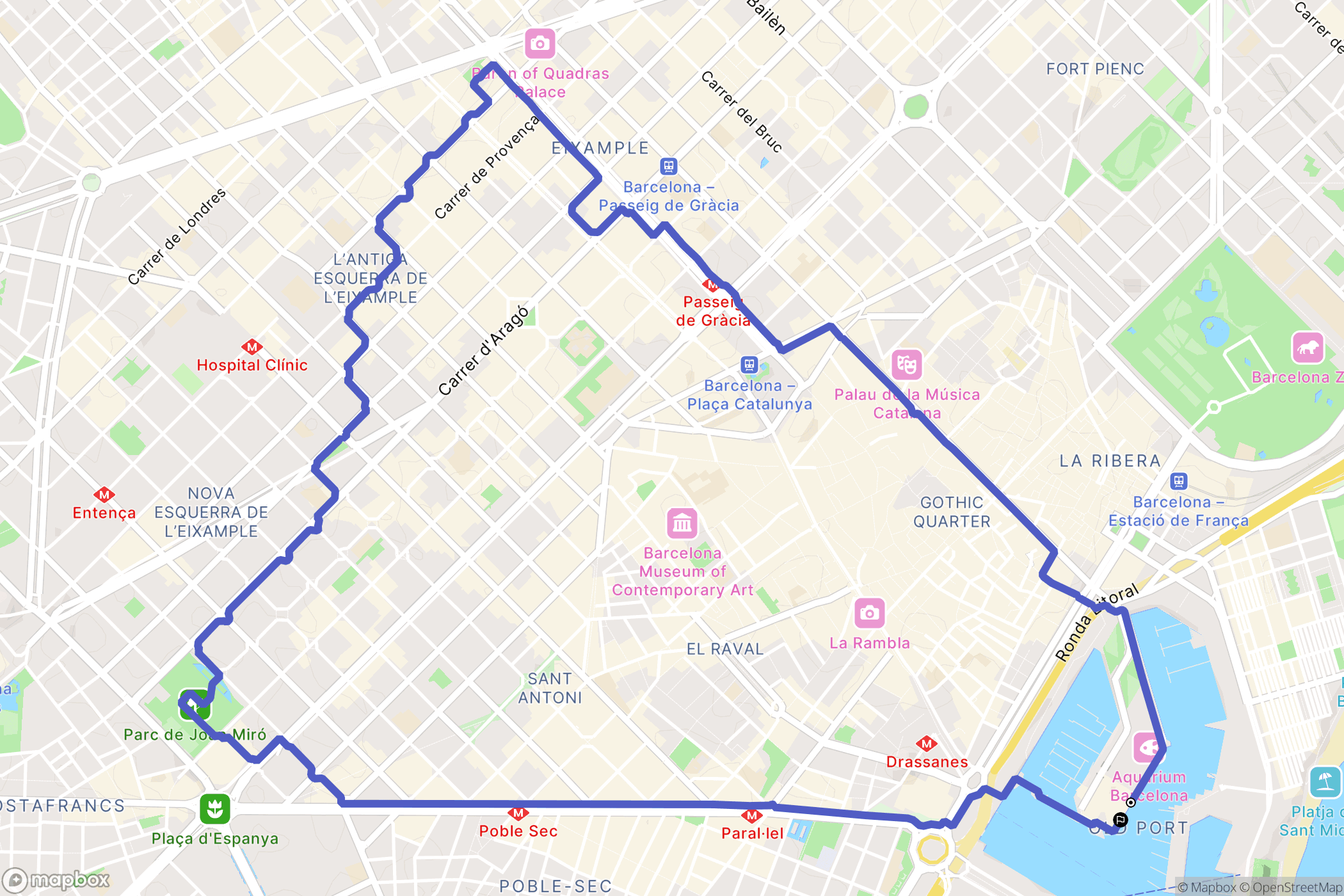 Barcelona : carte du parcours de randonnée - Spain