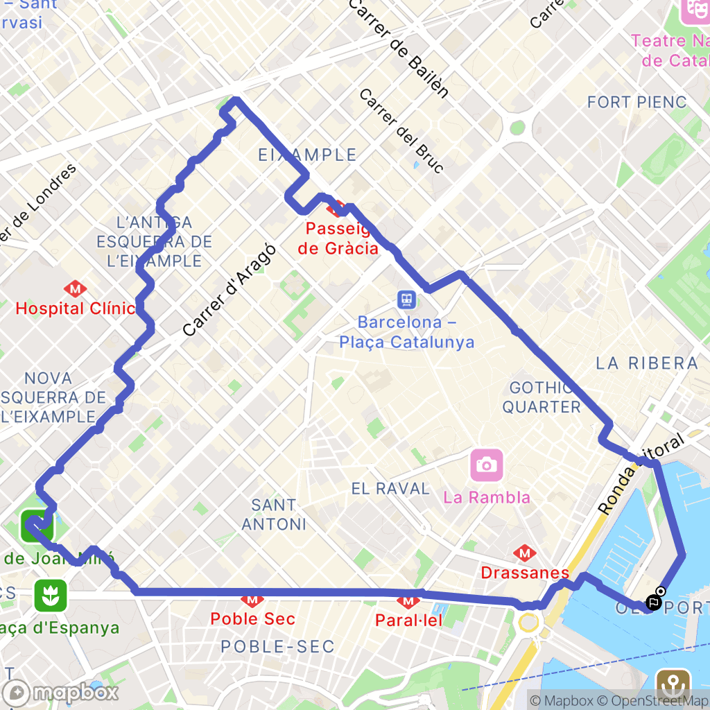 Barcelona : carte du parcours de randonnée - Spain
