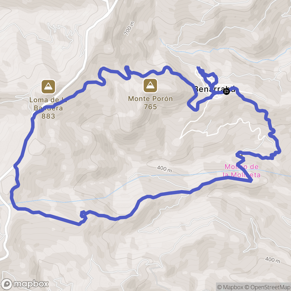 Benarrabá : carte du parcours de randonnée - Spain