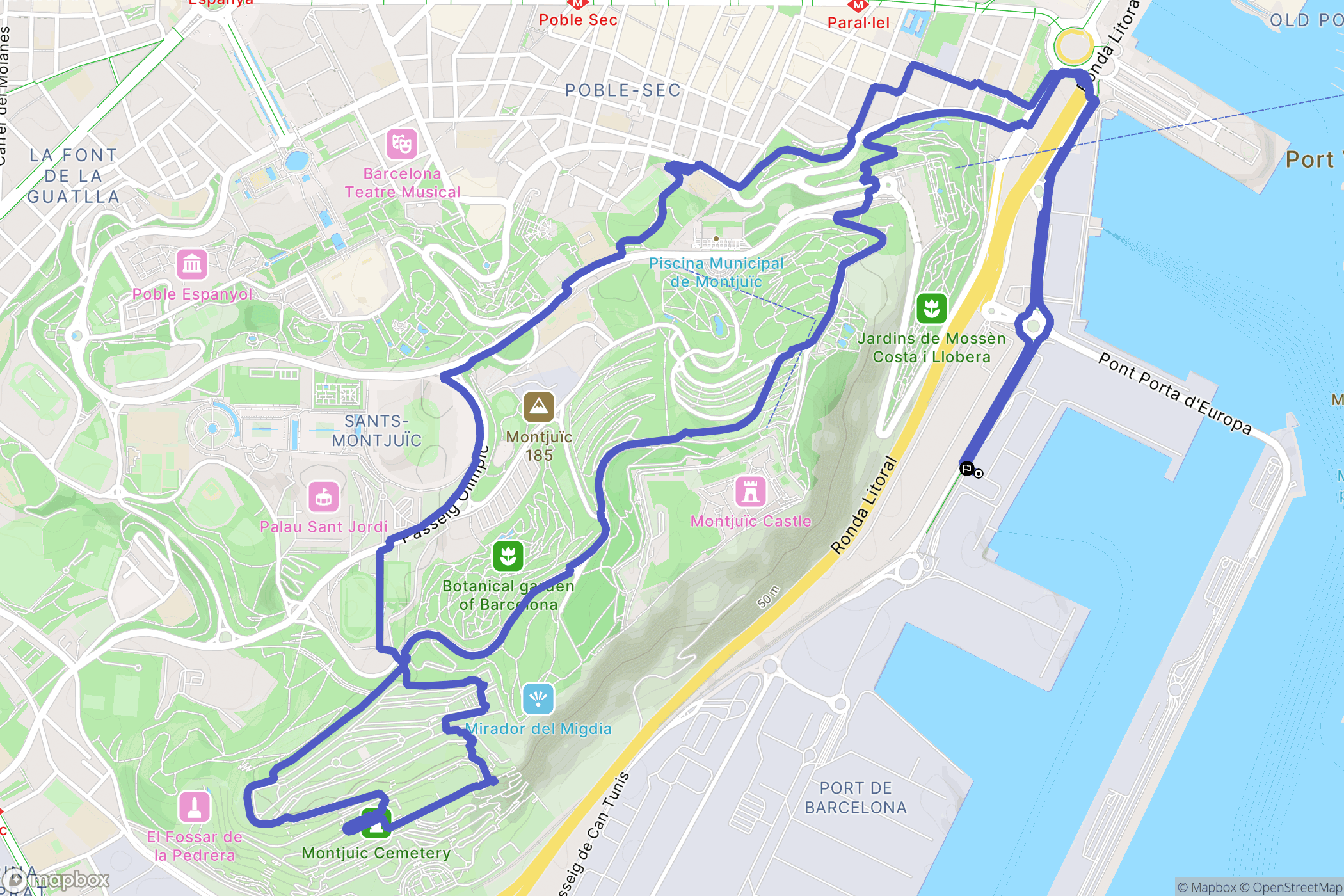 Barcelona : carte du parcours de randonnée - Spain