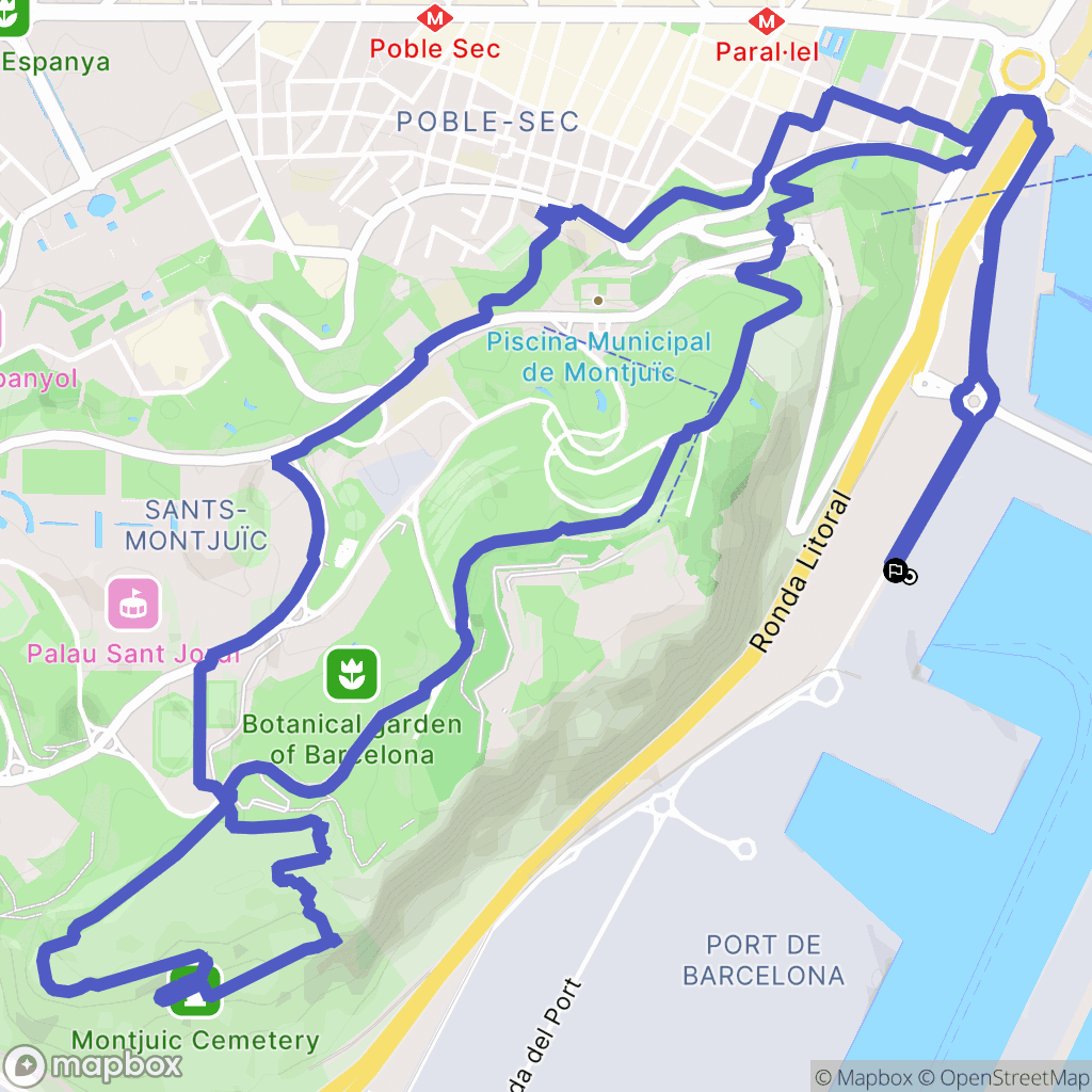 Barcelona : carte du parcours de randonnée - Spain