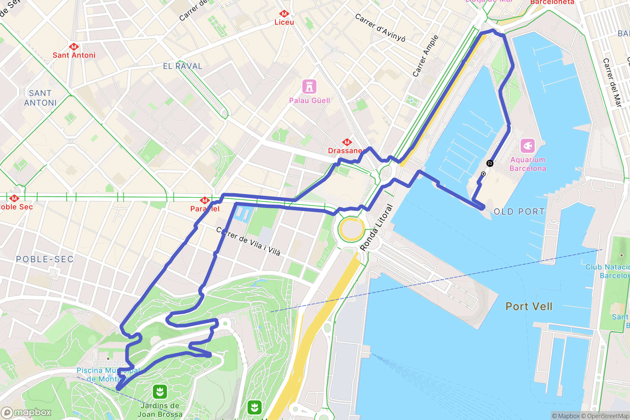 Barcelona : carte du parcours de randonnée - Spain