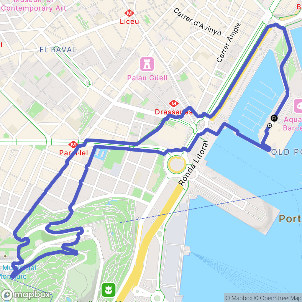 Barcelona : carte du parcours de randonnée - Spain