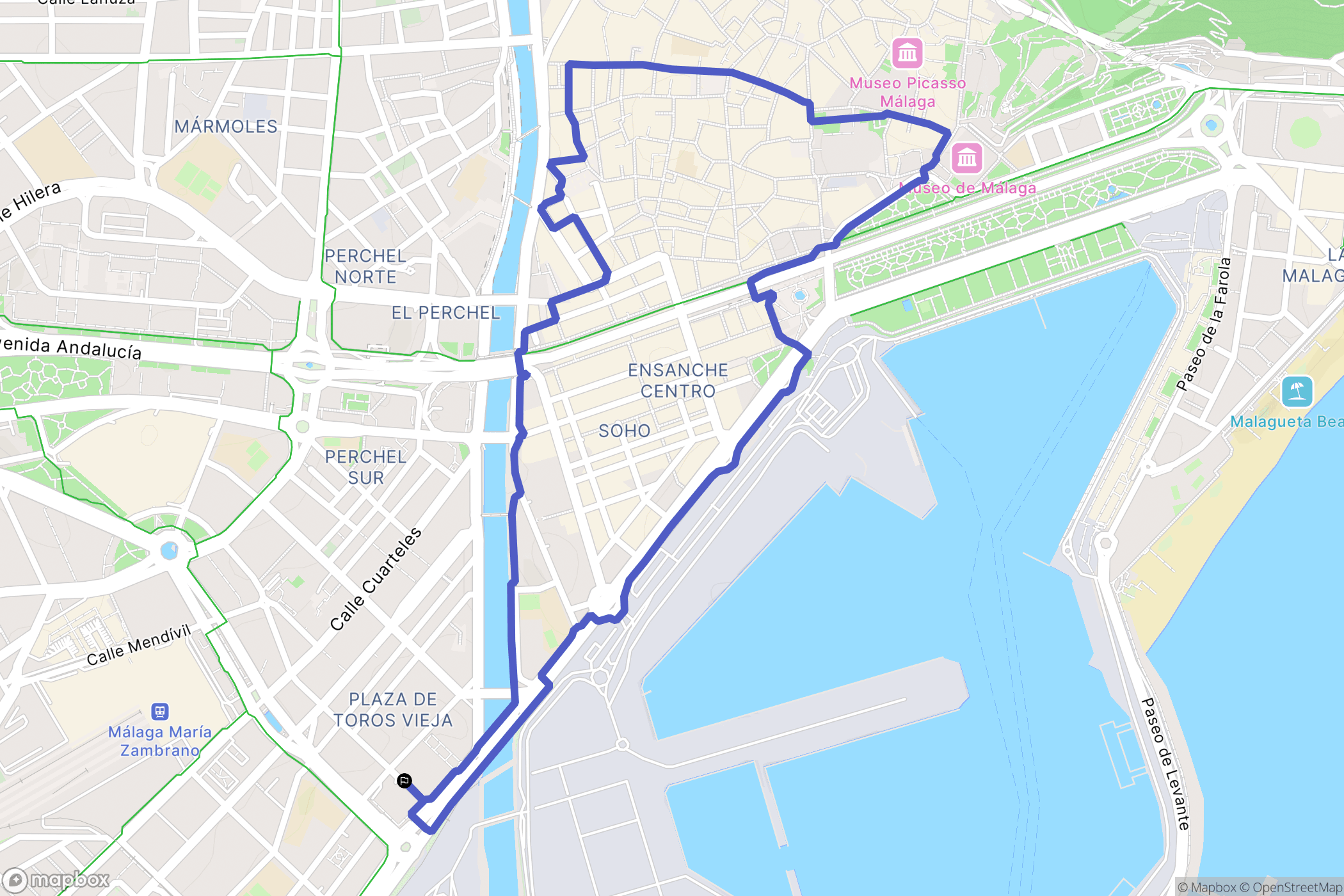 Málaga : carte du parcours de randonnée - Spain