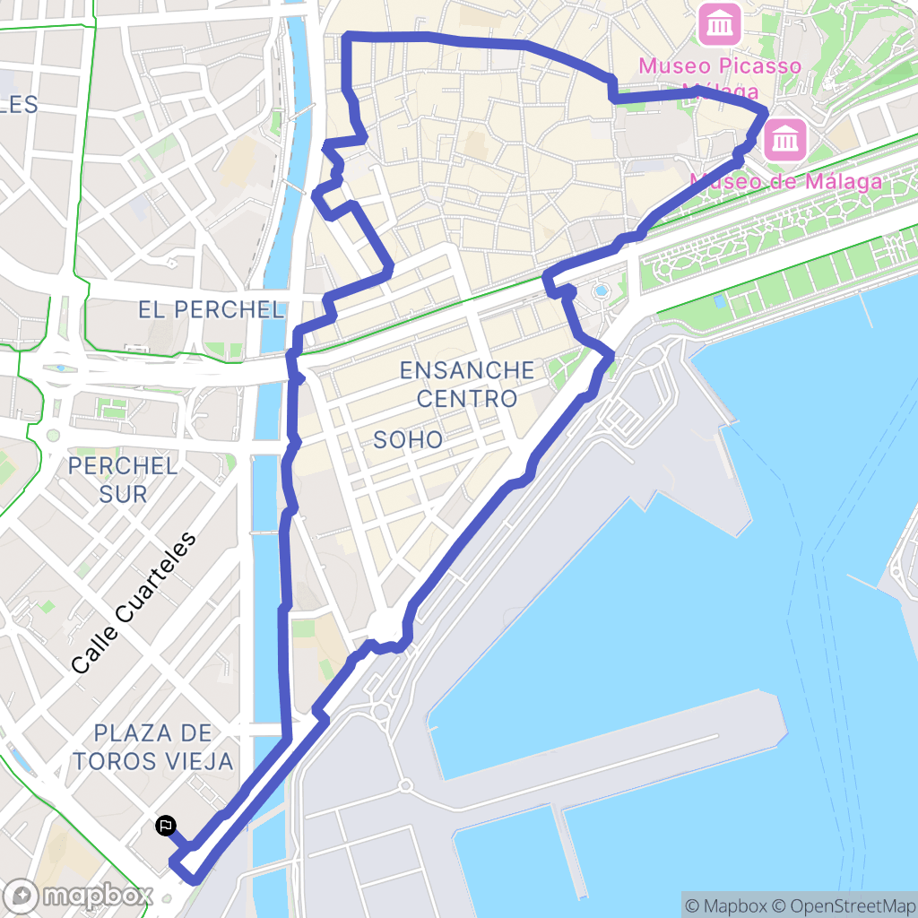 Málaga : carte du parcours de randonnée - Spain