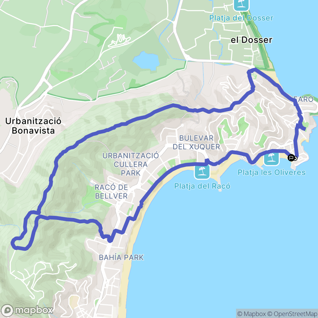 Faro de Cullera : carte du parcours de randonnée - Spain