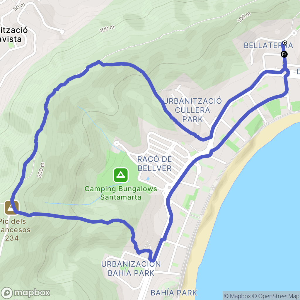 Cullera : carte du parcours de randonnée - Spain
