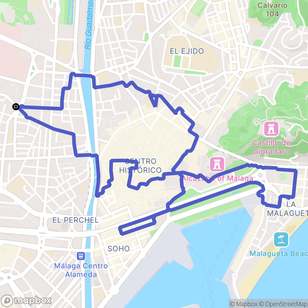 Málaga : carte du parcours de randonnée - Spain