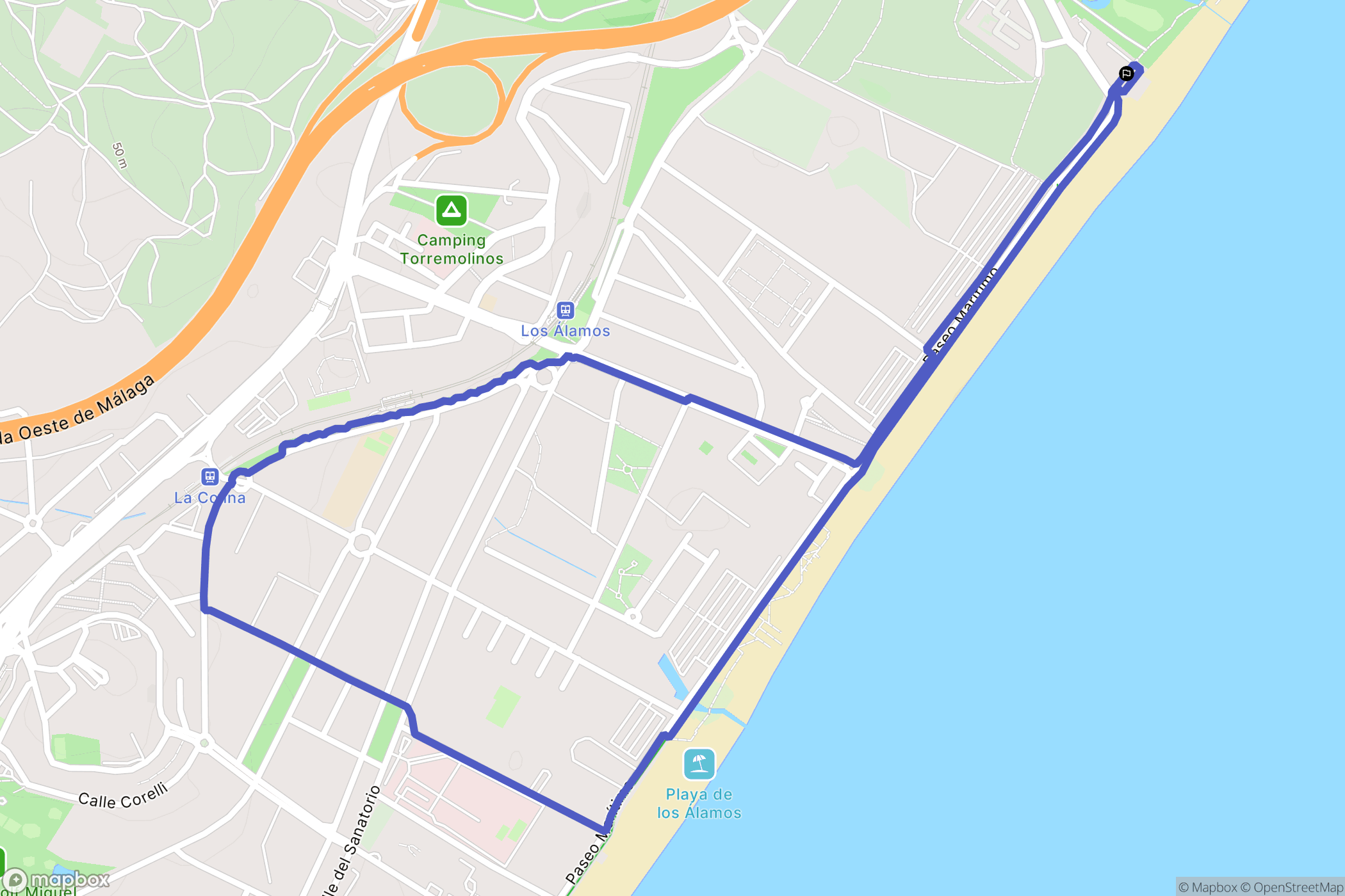 Málaga : carte du parcours de randonnée - Spain