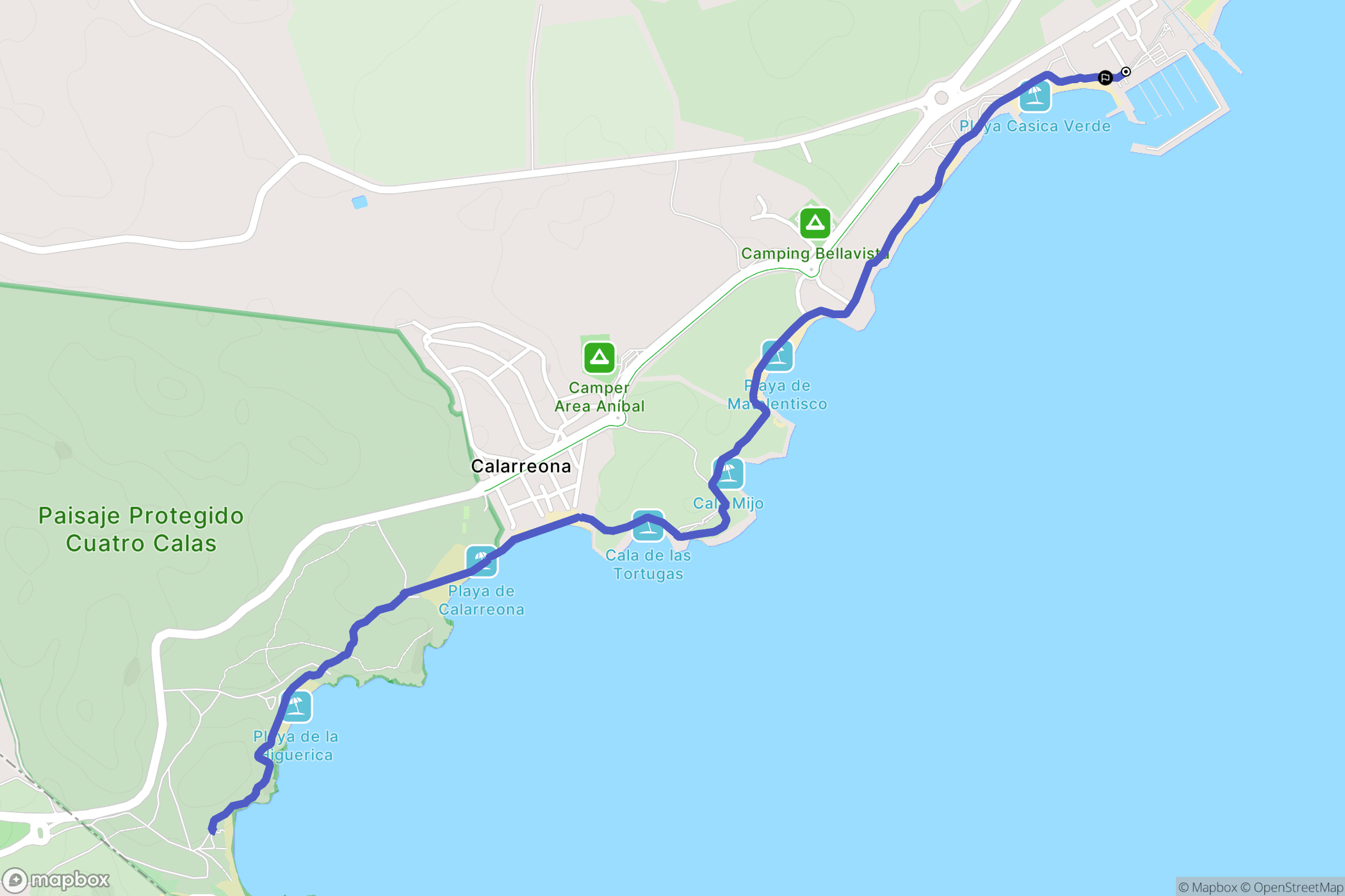Águilas : carte du parcours de randonnée - Spain