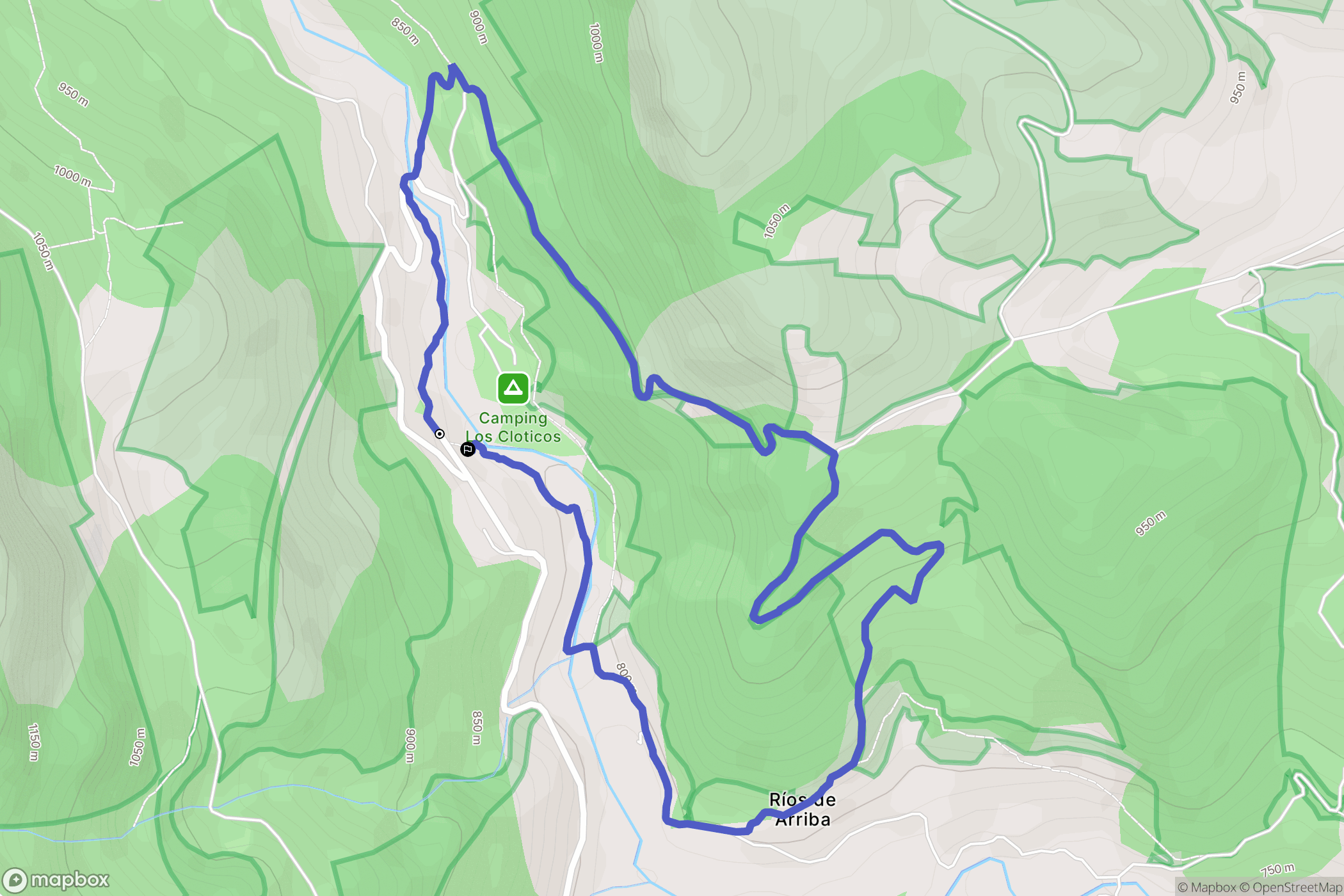 Bejís : carte du parcours de randonnée - Spain
