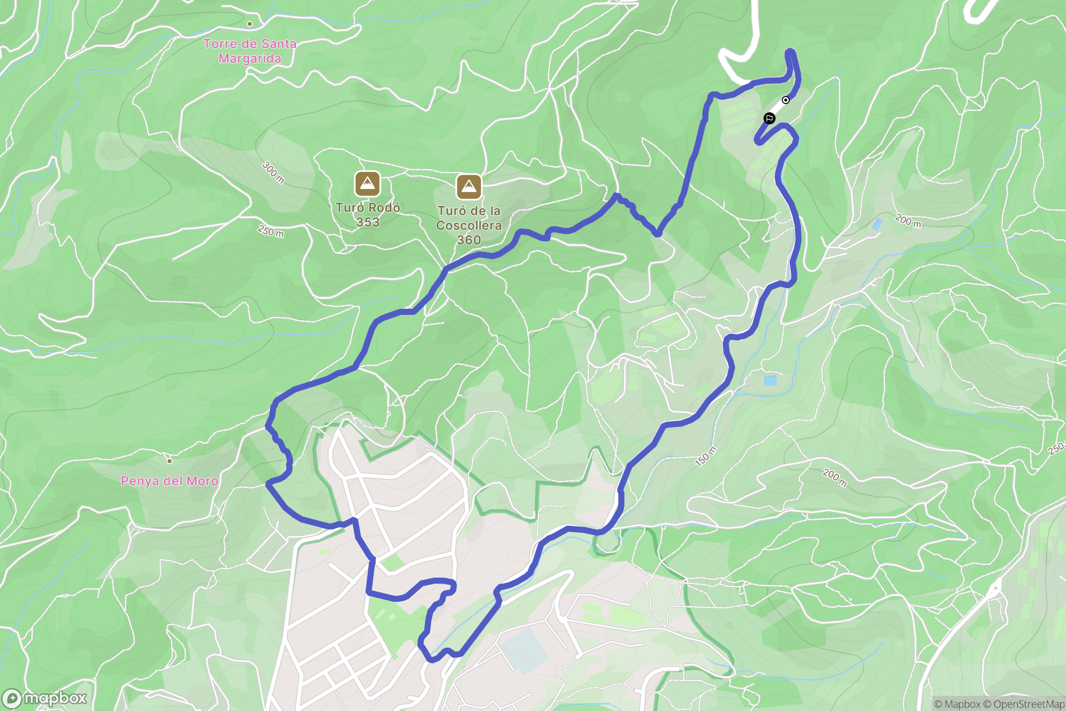 Sant Just Desvern : carte du parcours de randonnée - Spain