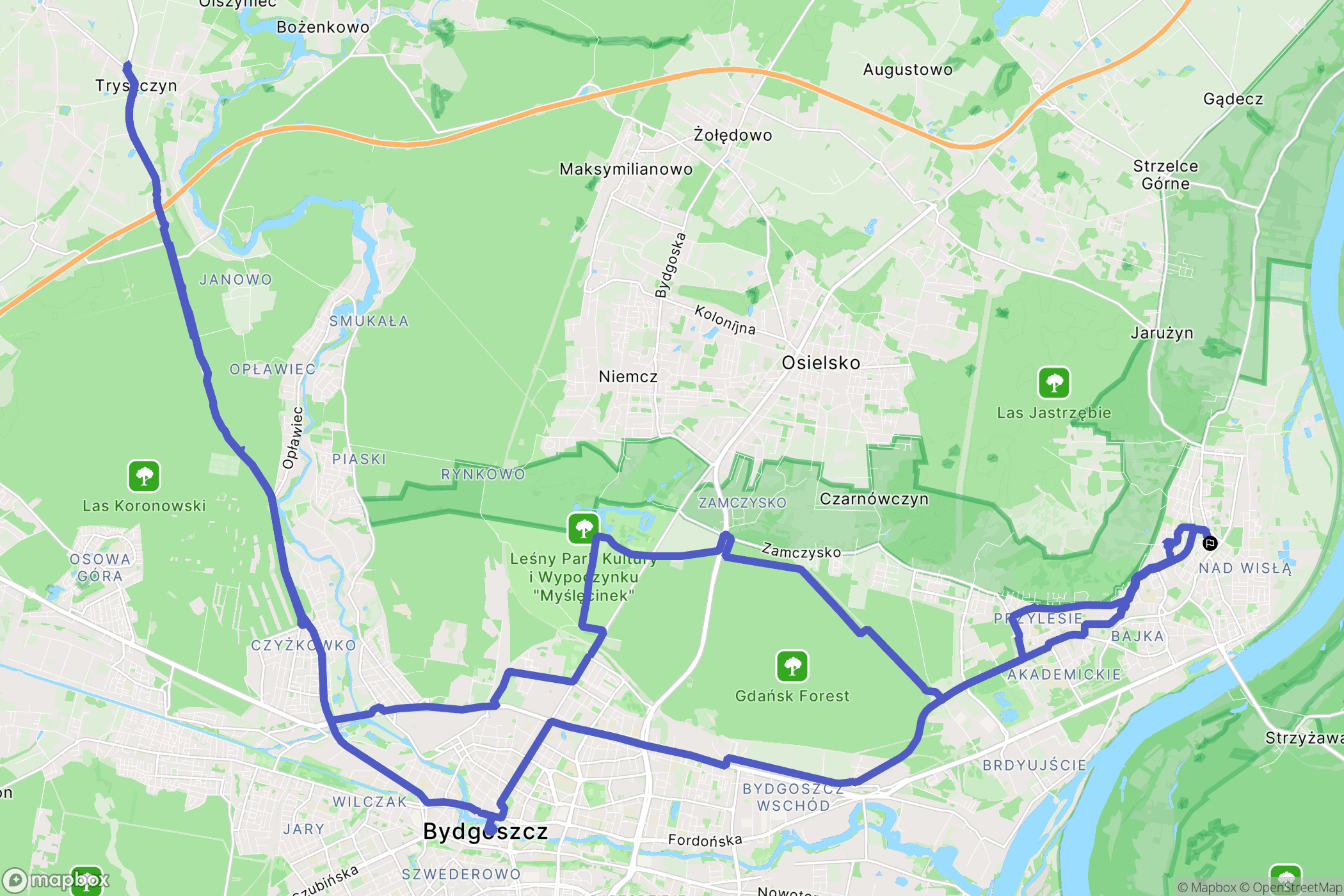 Bydgoszcz: mapa trasy - Poland