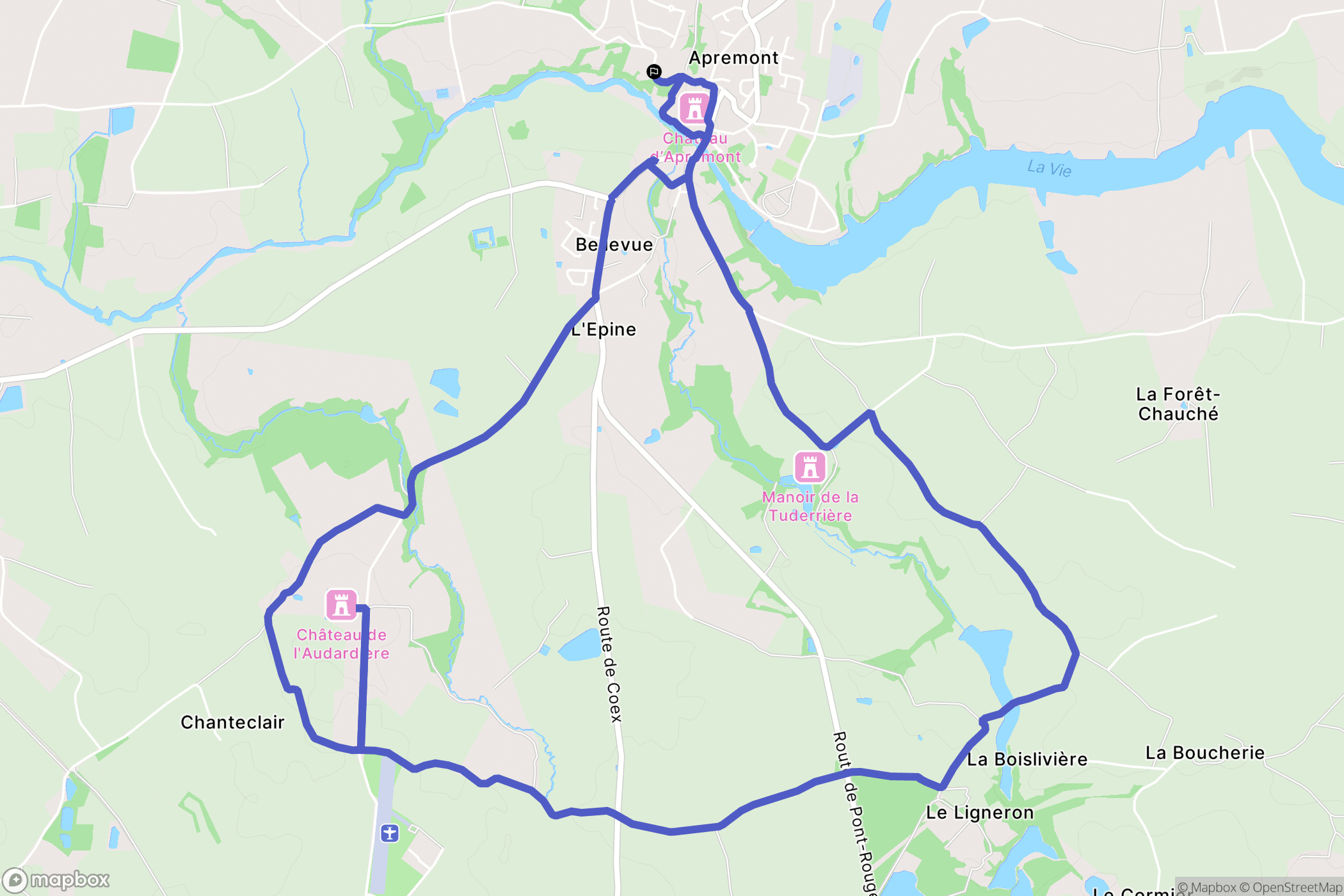 Apremont : carte du parcours de randonnée - France
