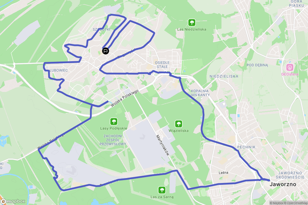 Jaworzno: mapa trasy - Poland