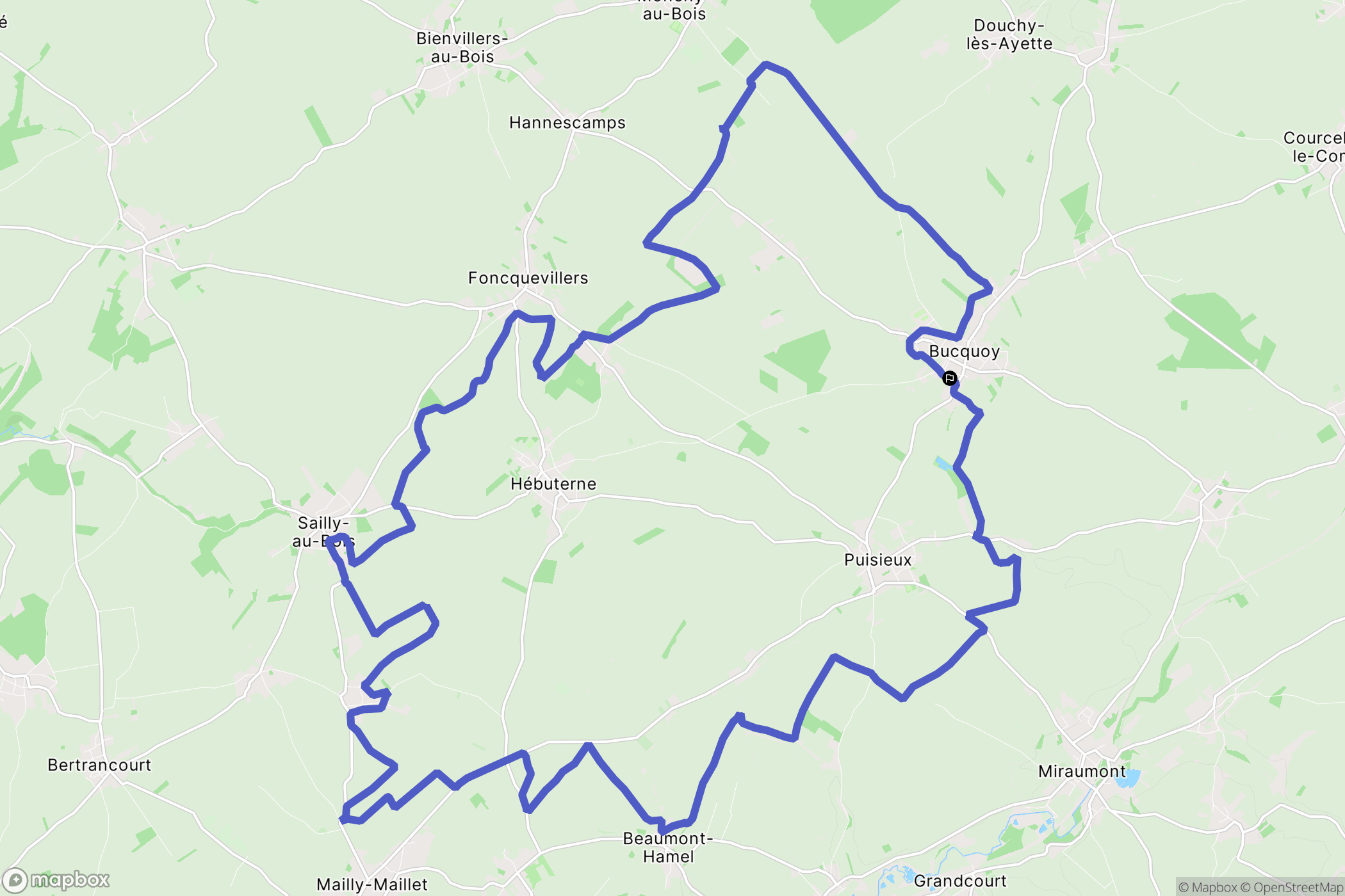 Bucquoy : carte du parcours de randonnée - France