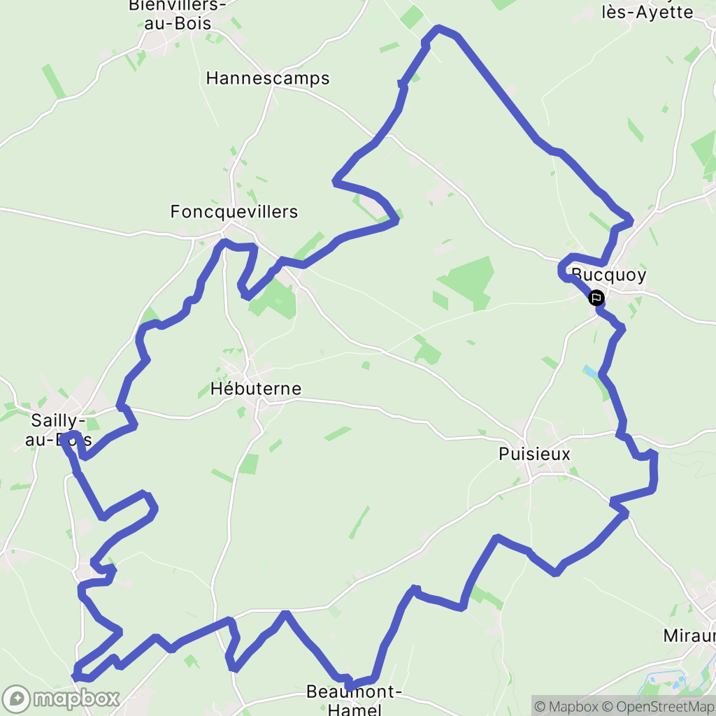 Bucquoy : carte du parcours de randonnée - France