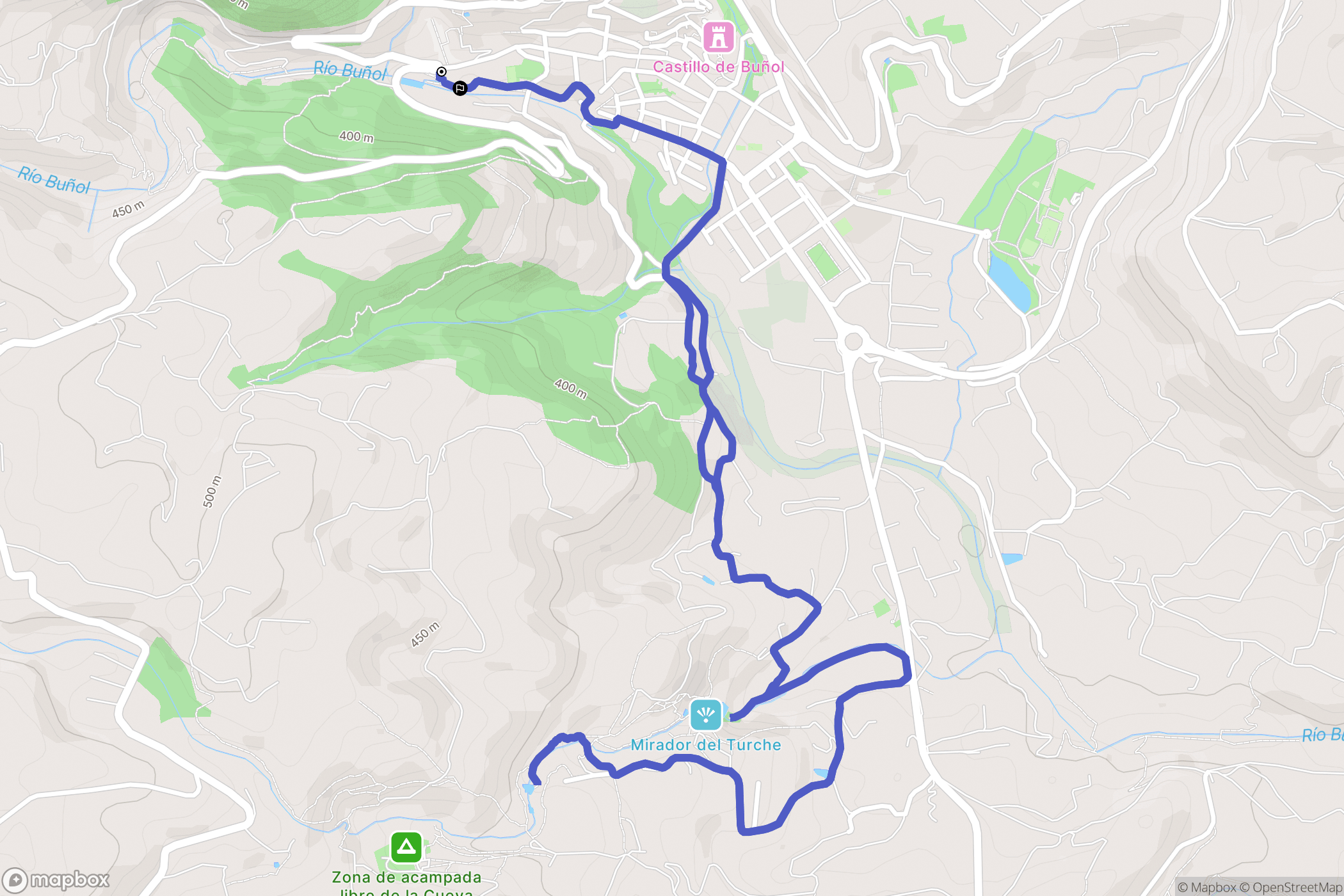 Buñol : carte du parcours de randonnée - Spain