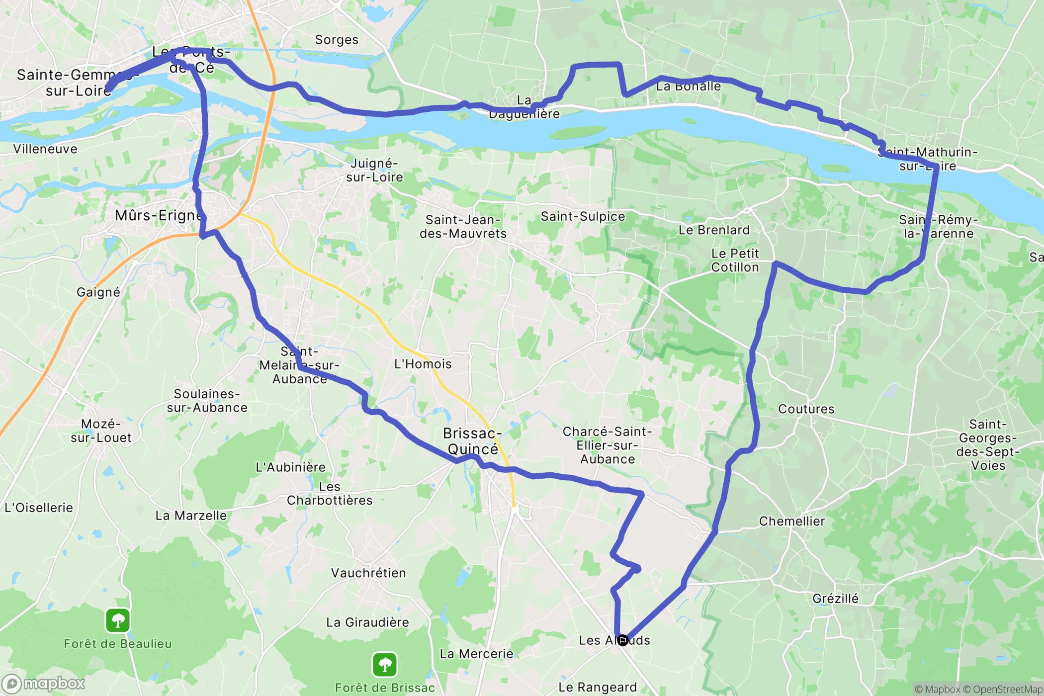 Brissac Loire Aubance : carte du parcours de randonnée - France