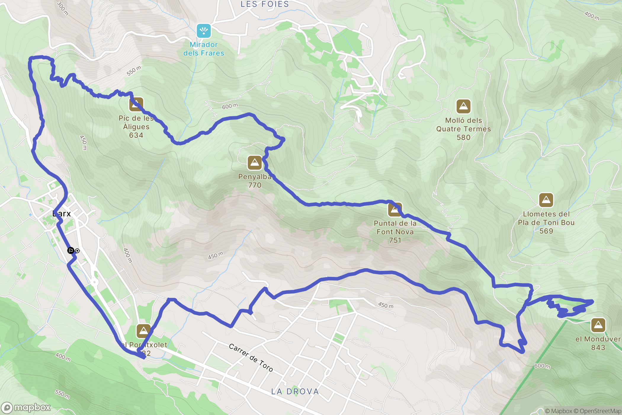 Barx : carte du parcours de randonnée - Spain