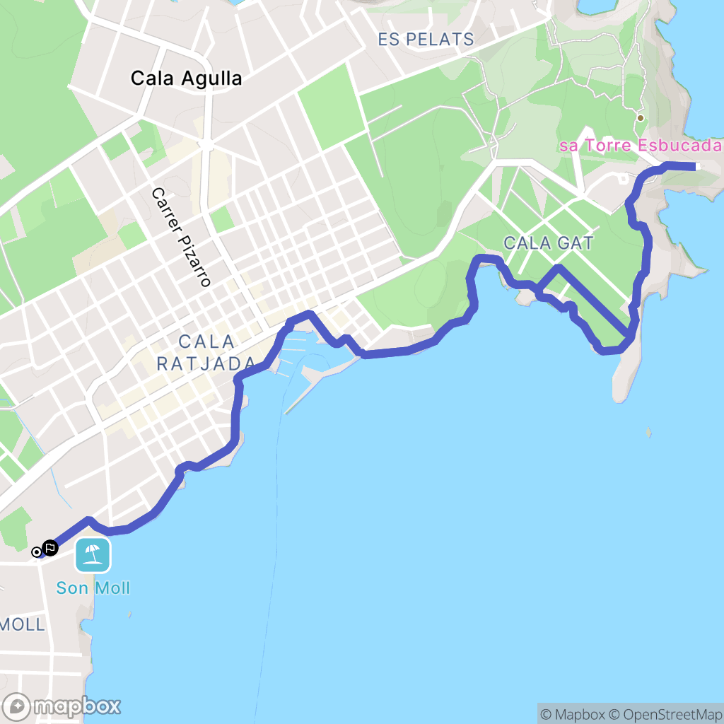 Son Moll : carte du parcours de randonnée - Spain