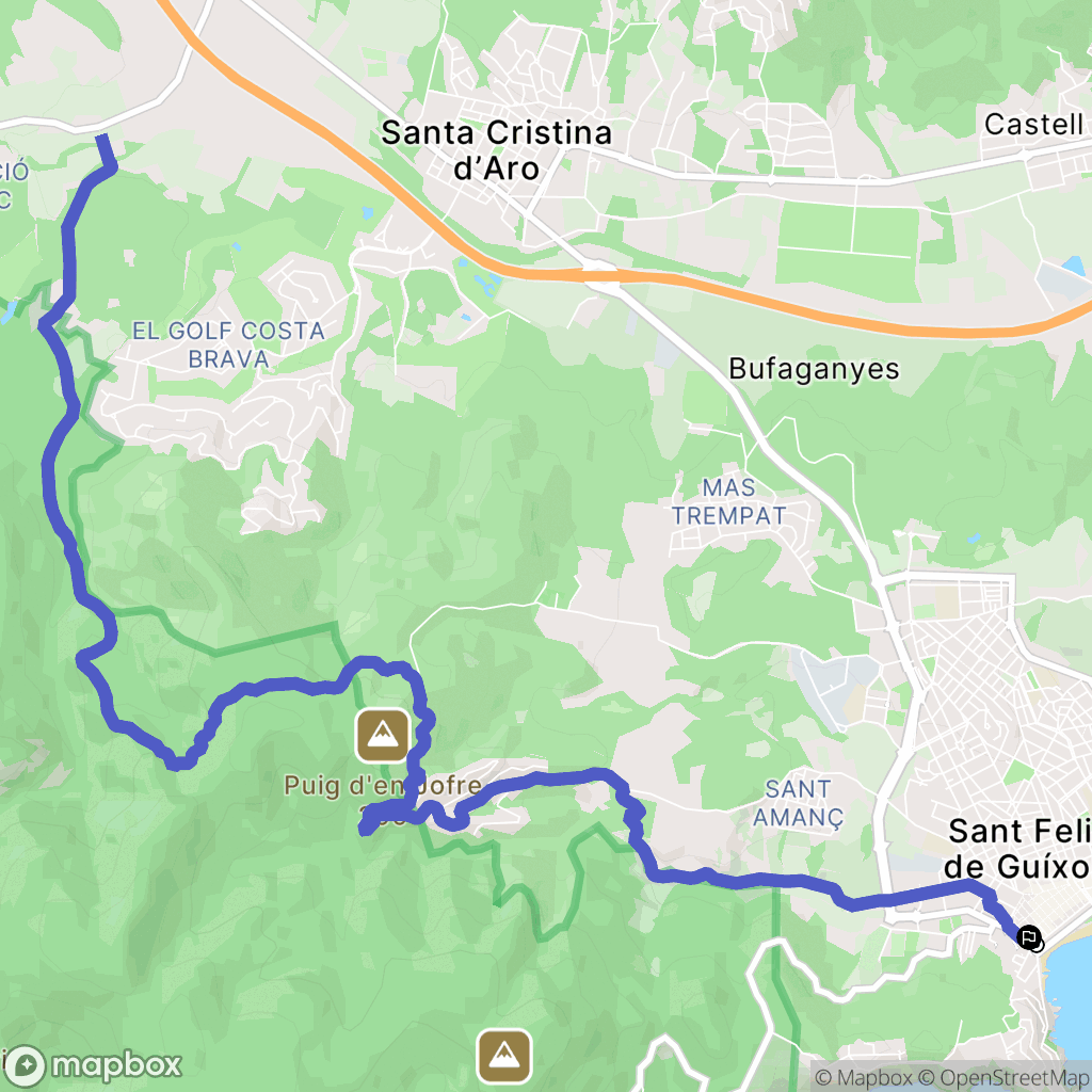 Sant Feliu de Guíxols : carte du parcours de randonnée - Spain