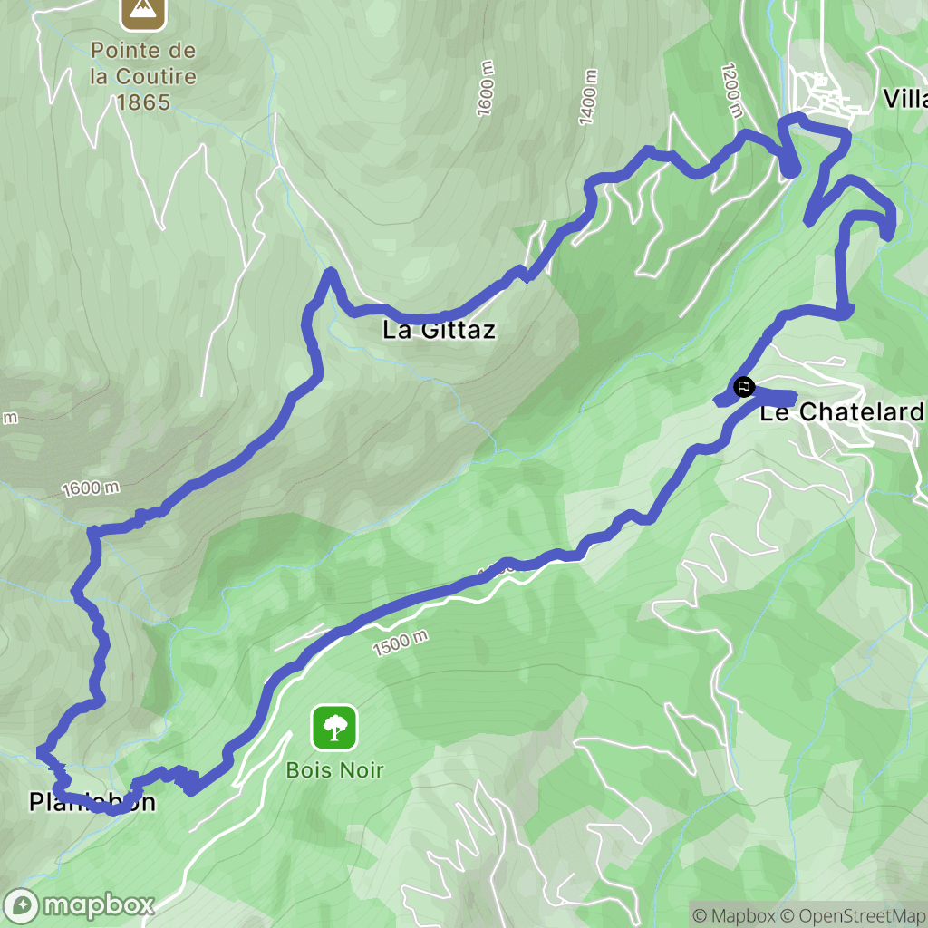 Les Belleville : carte du parcours de randonnée - France