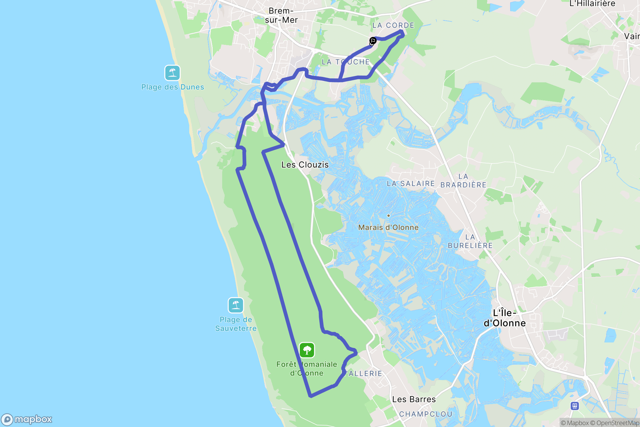 Brem-sur-Mer : carte du parcours de randonnée - France