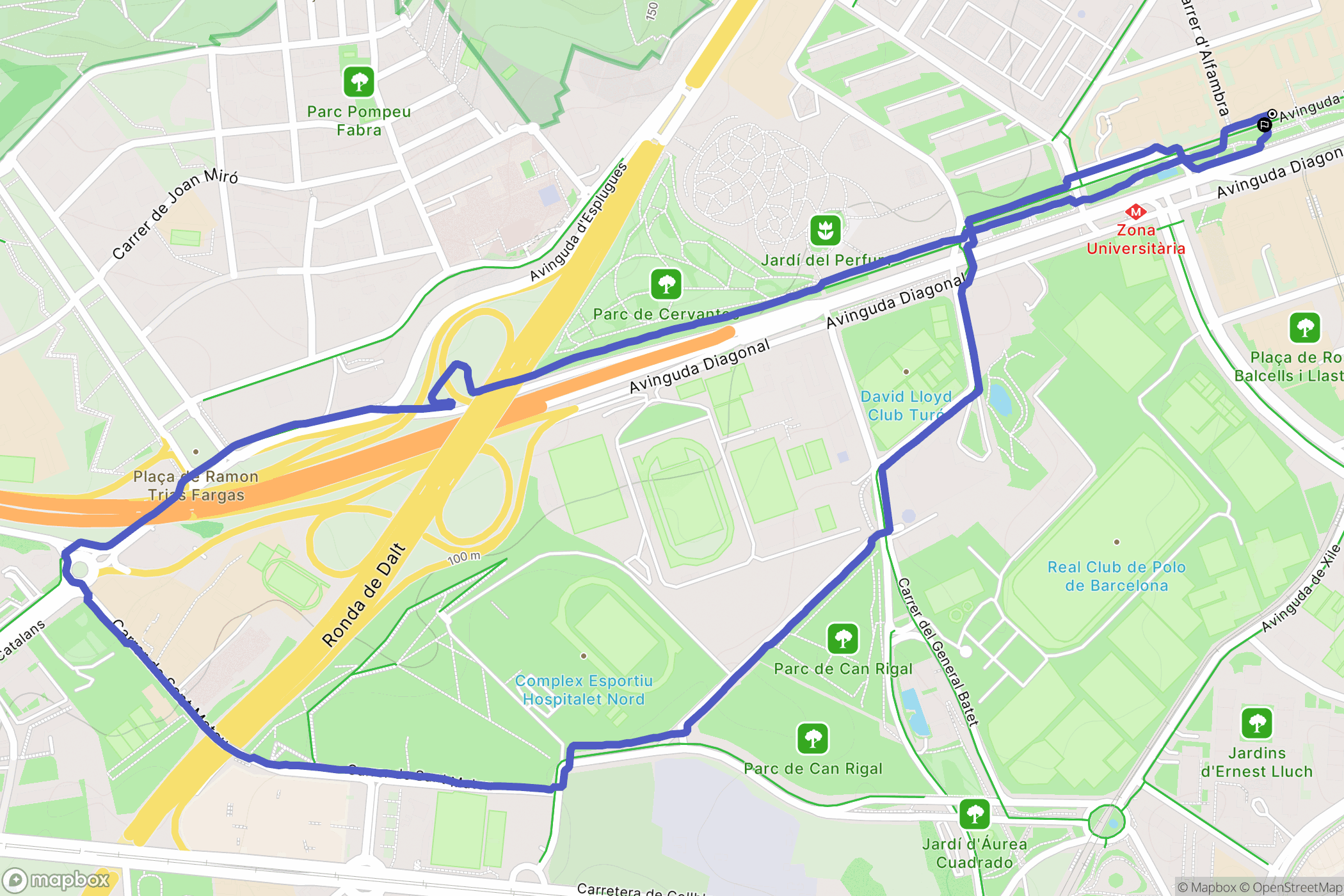Barcelona : carte du parcours de randonnée - Spain