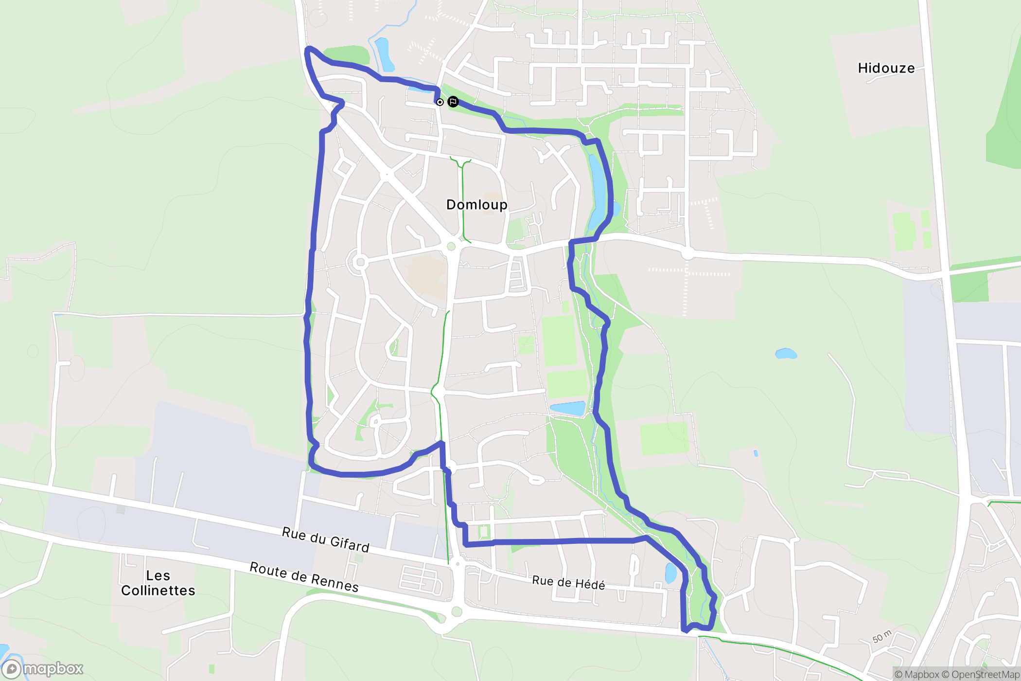 Domloup : carte du parcours de randonnée - France