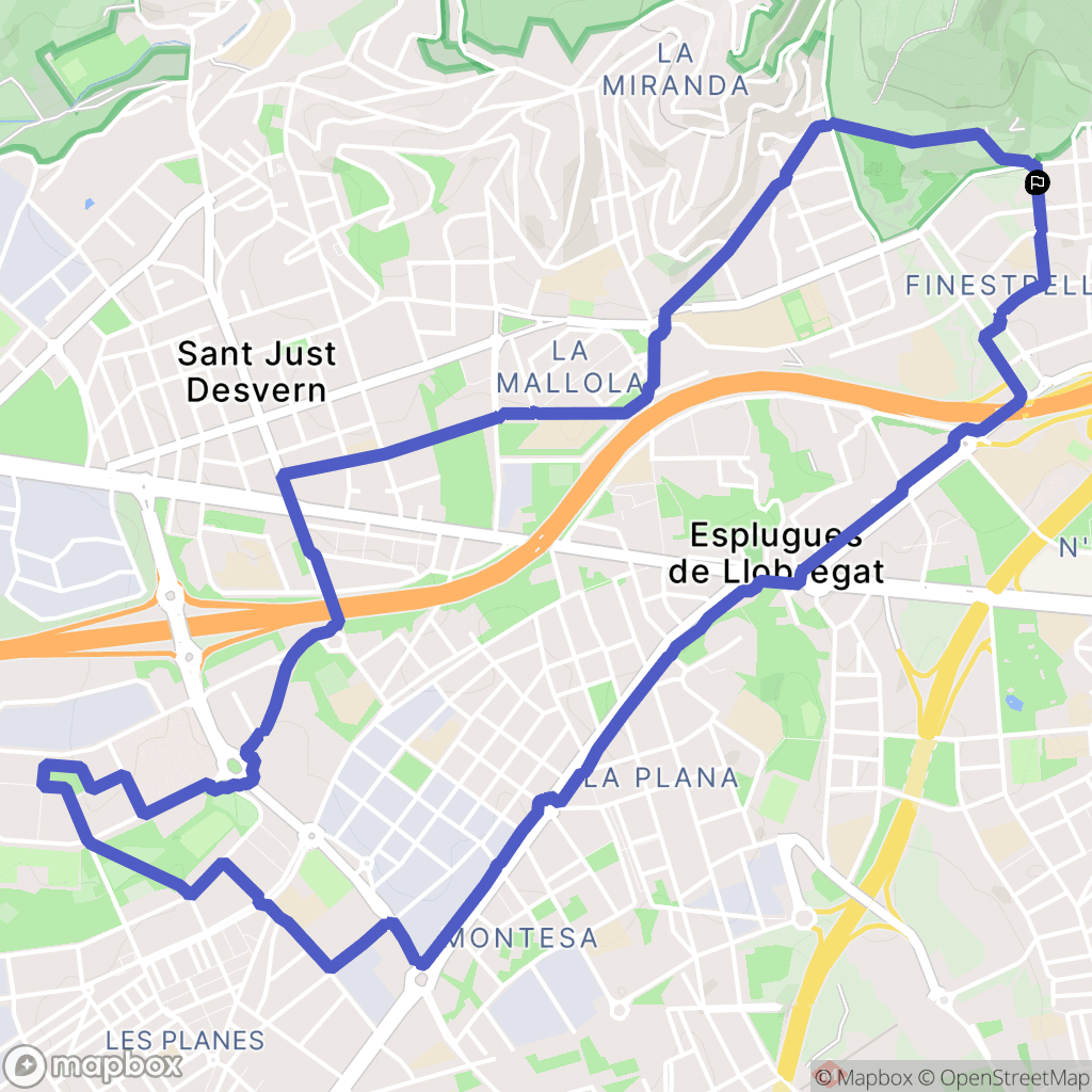 Esplugues de Llobregat : carte du parcours de randonnée - Spain