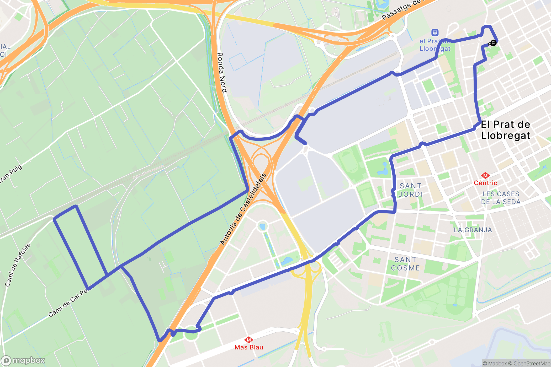 El Prat de Llobregat : carte du parcours de randonnée - Spain
