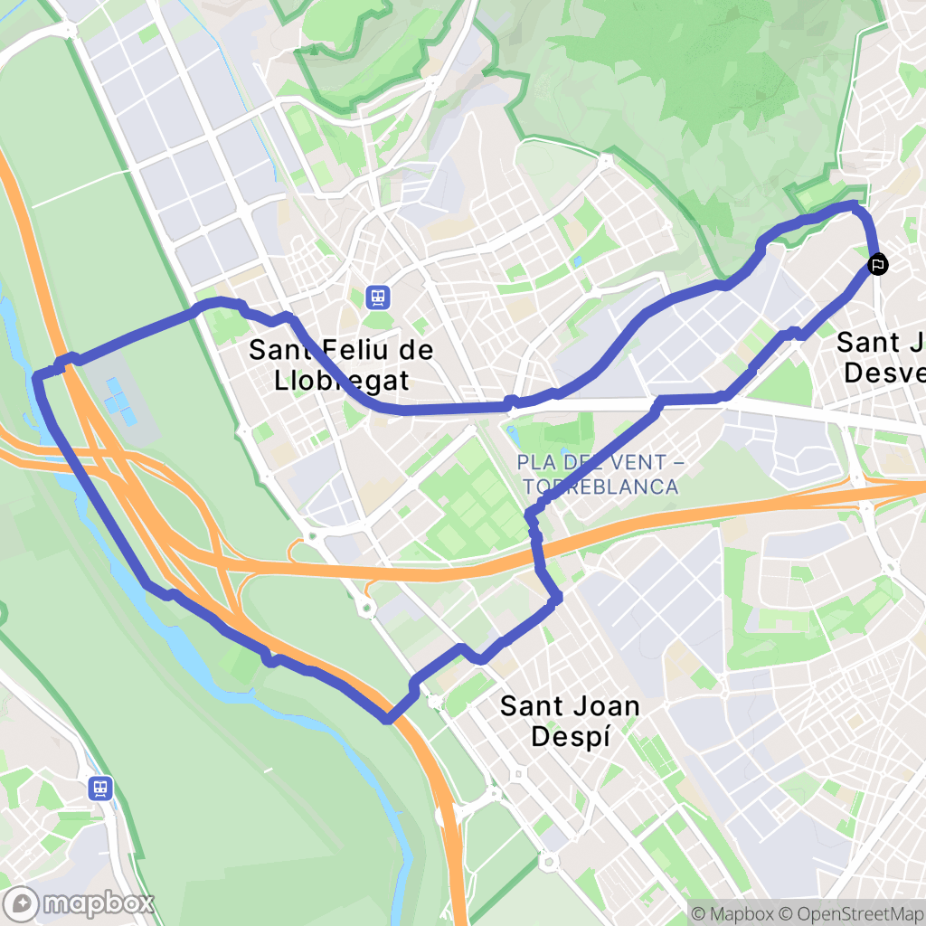 Sant Just Desvern : carte du parcours de randonnée - Spain