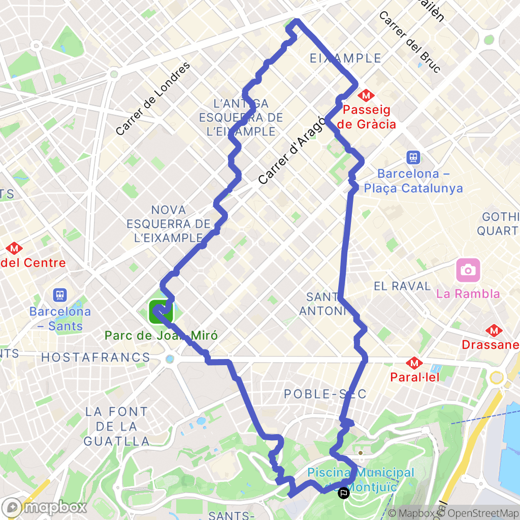 Barcelona : carte du parcours de randonnée - Spain