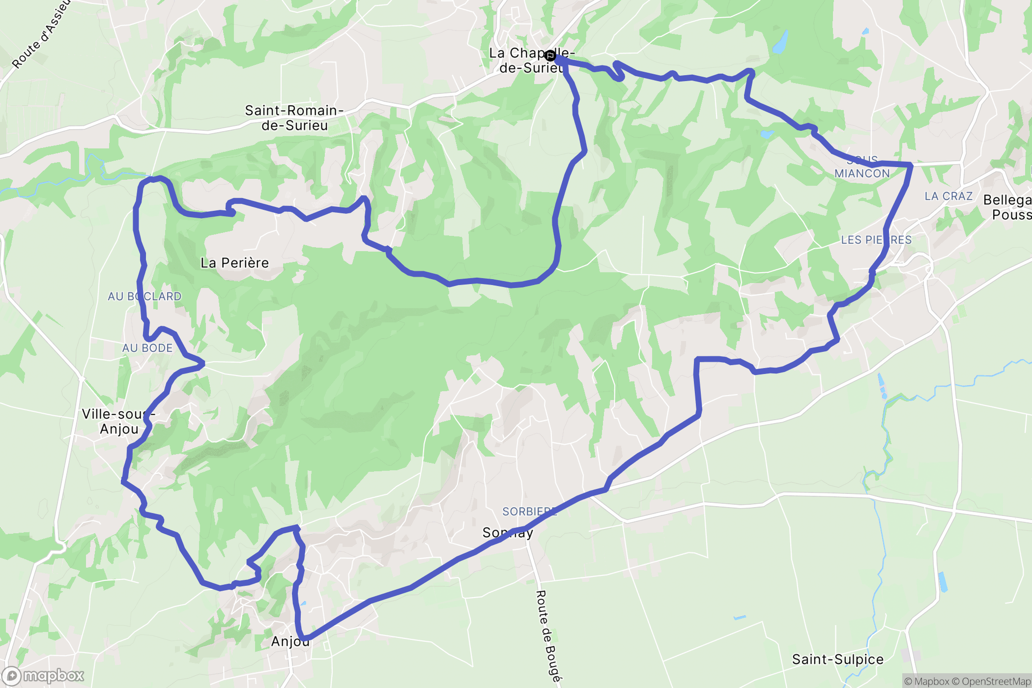 La Chapelle-de-Surieu : carte du parcours de randonnée - France