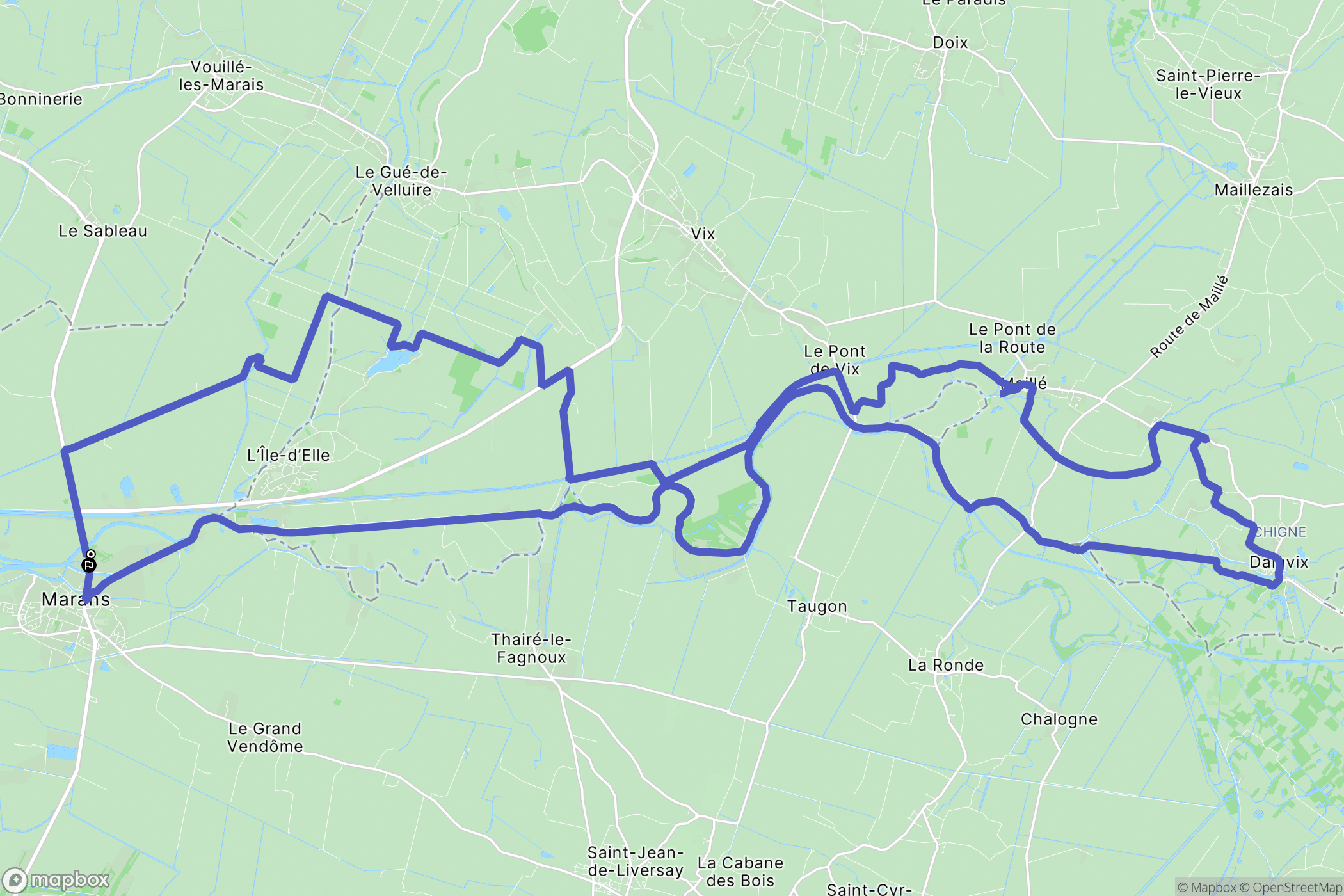 Marans : carte du parcours de randonnée - France