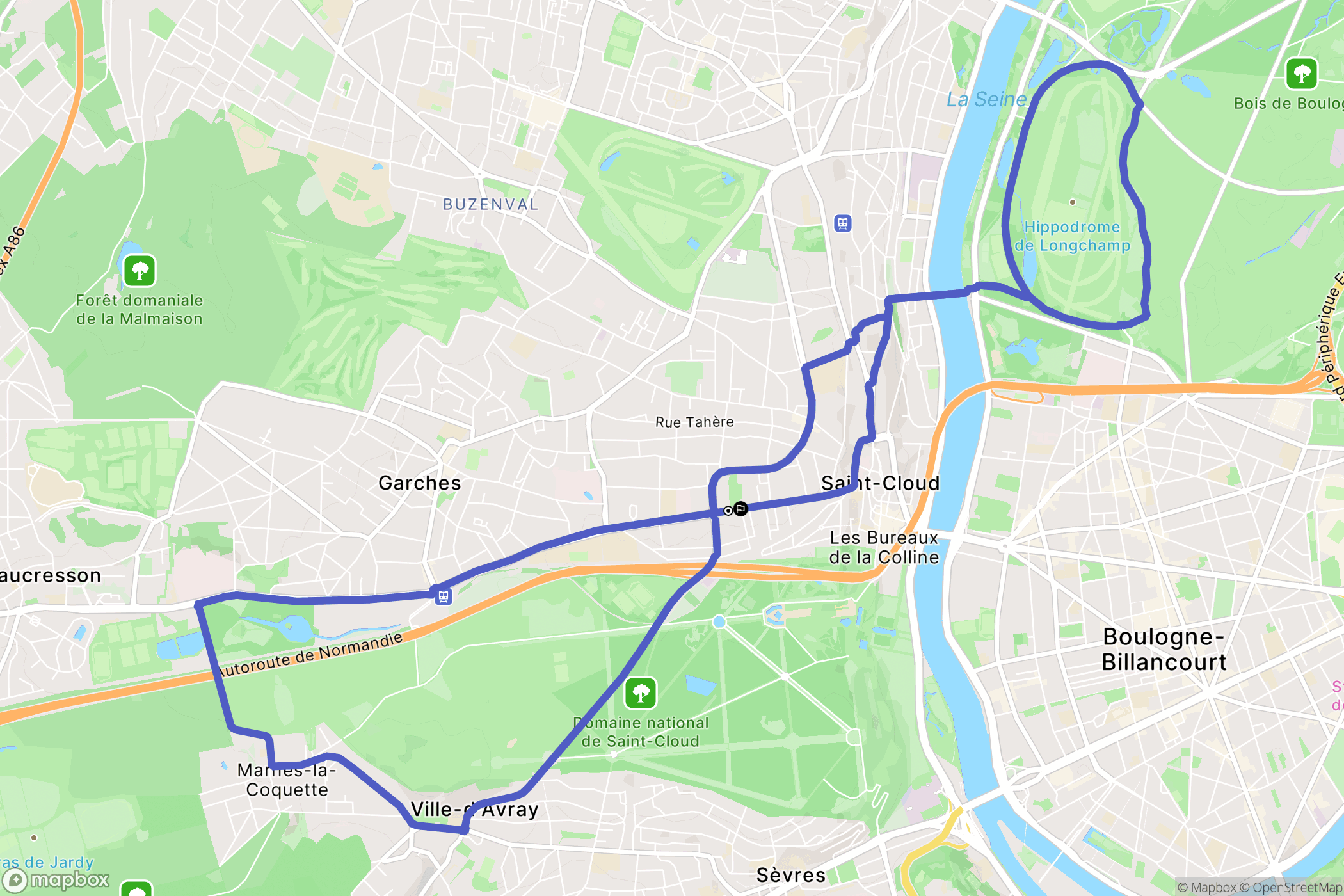 Saint-Cloud : carte du parcours de randonnée - France