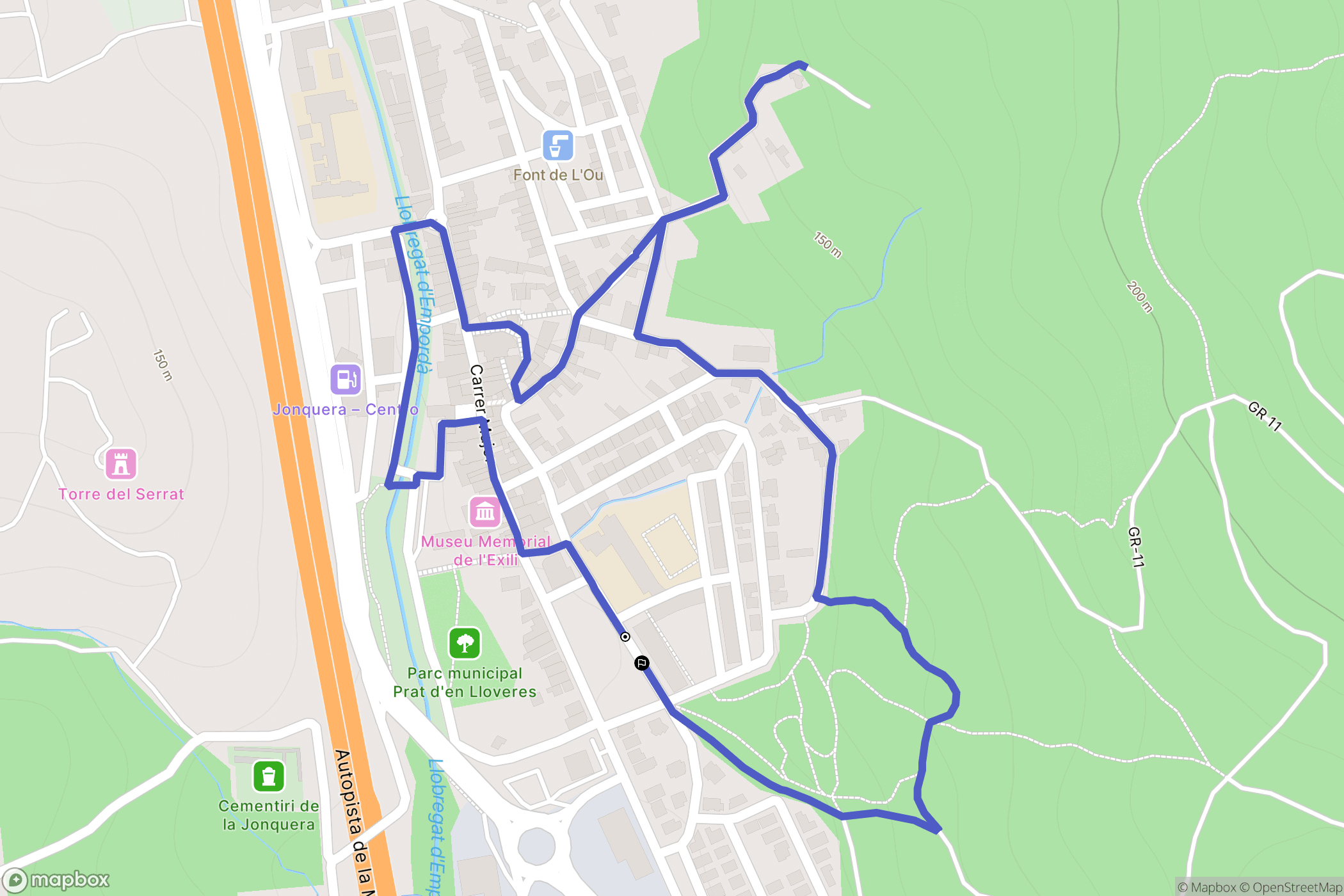 La Jonquera : carte du parcours de randonnée - Spain