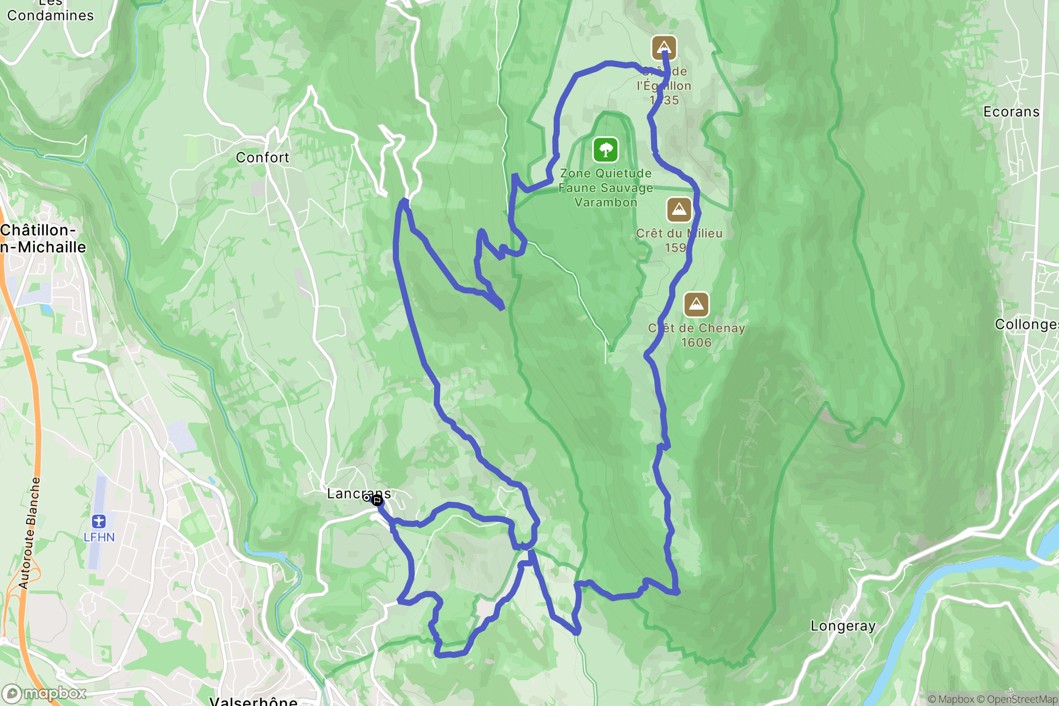 Valserhône : carte du parcours de randonnée - France