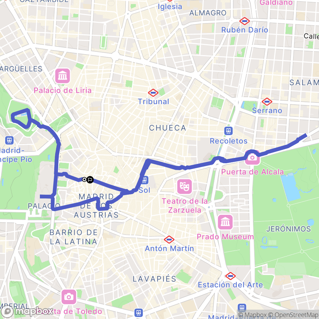 Madrid : carte du parcours de randonnée - Spain
