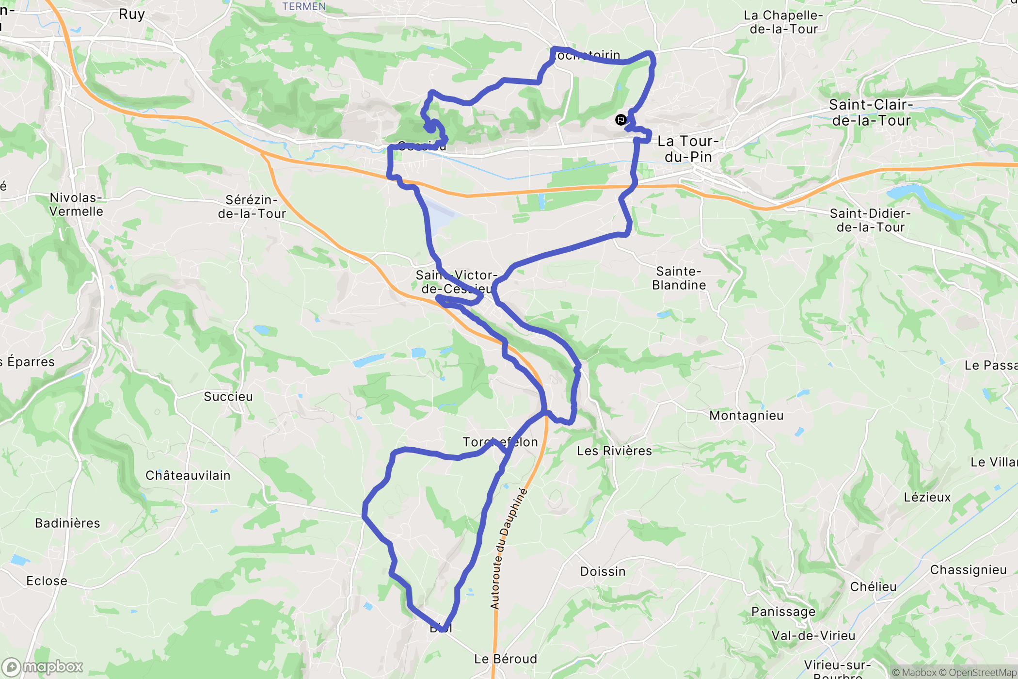 Saint-Jean-de-Soudain : carte du parcours de randonnée - France