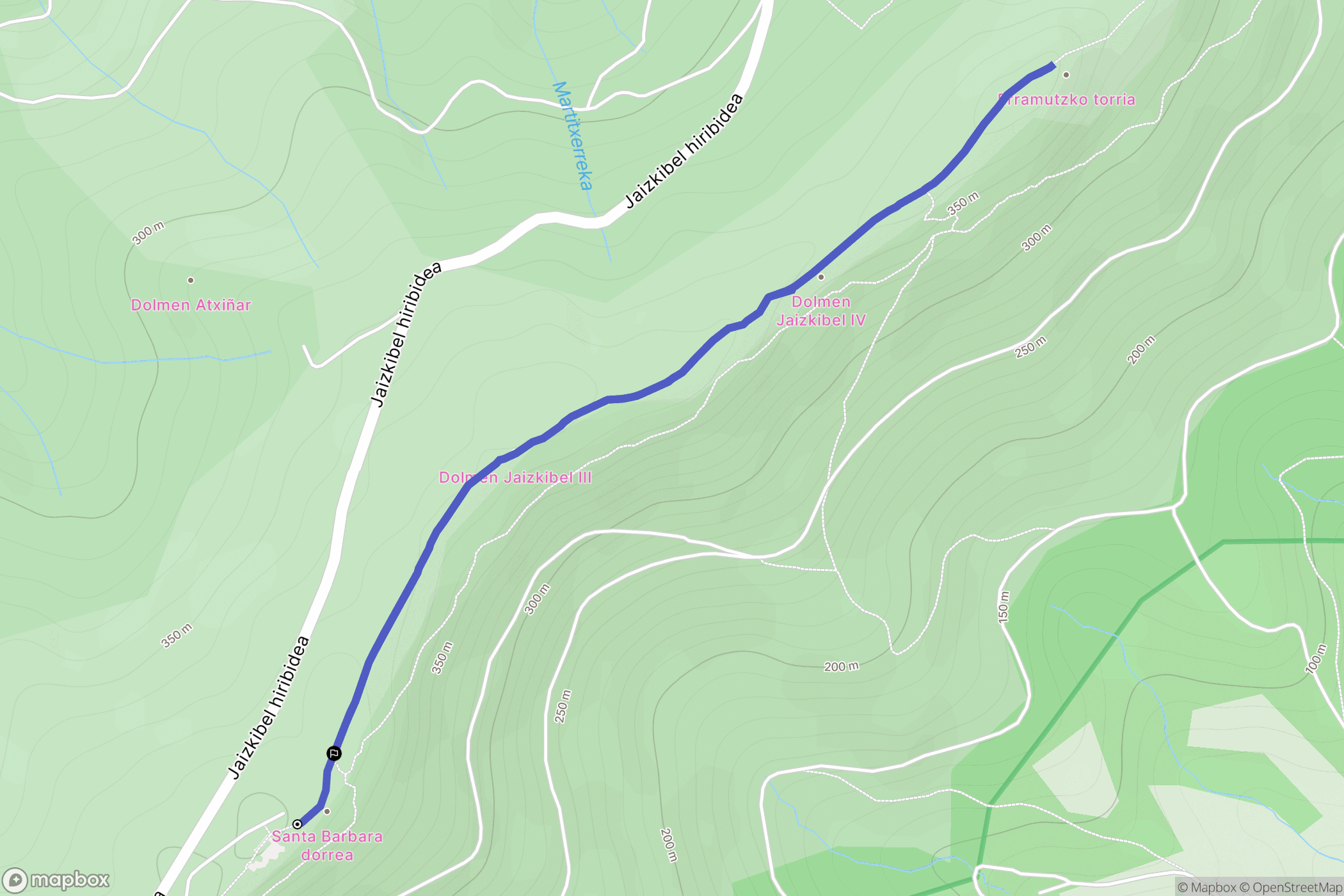 Jaizkibel : carte du parcours de randonnée - Spain
