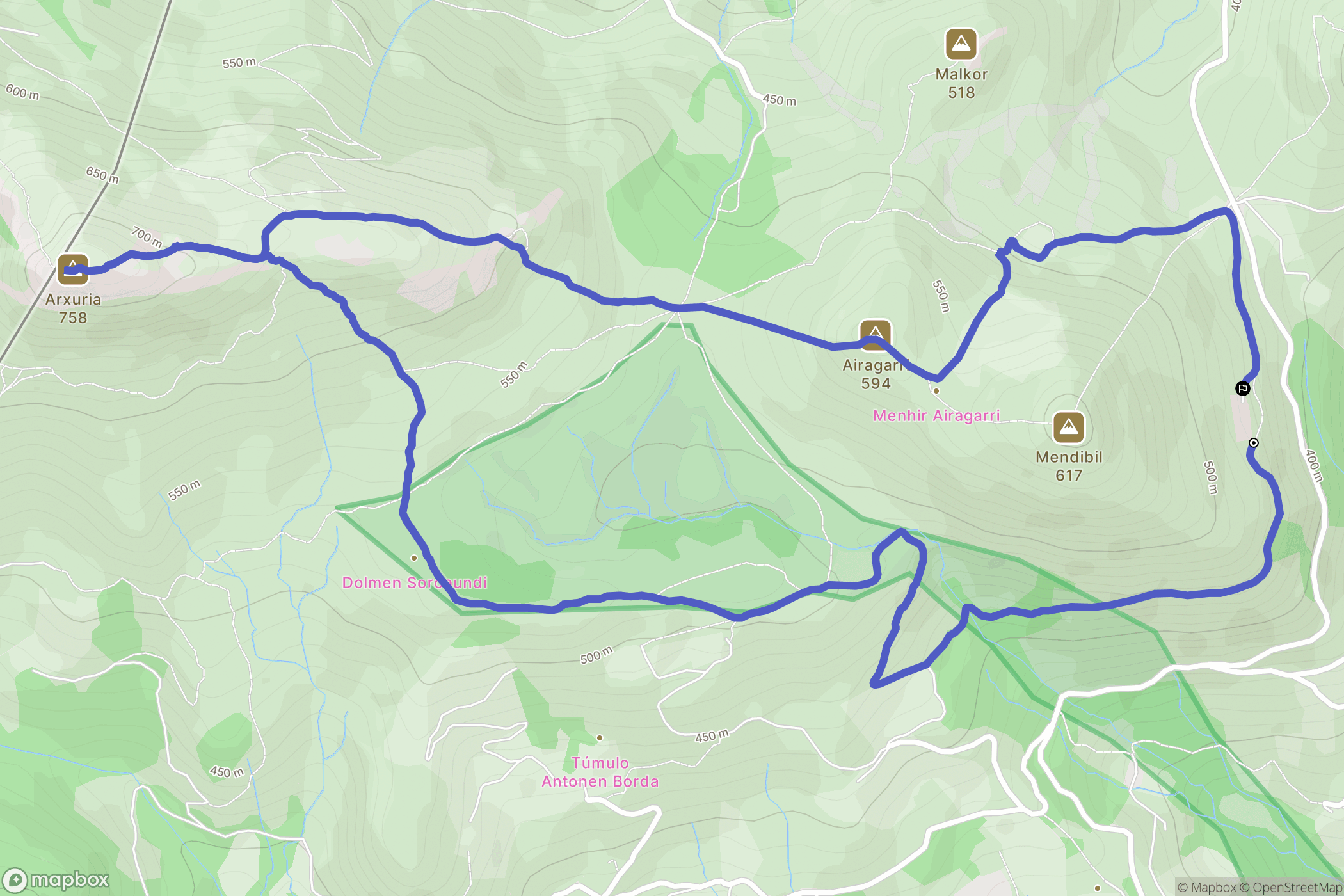 Zugarramurdi : carte du parcours de randonnée - Spain