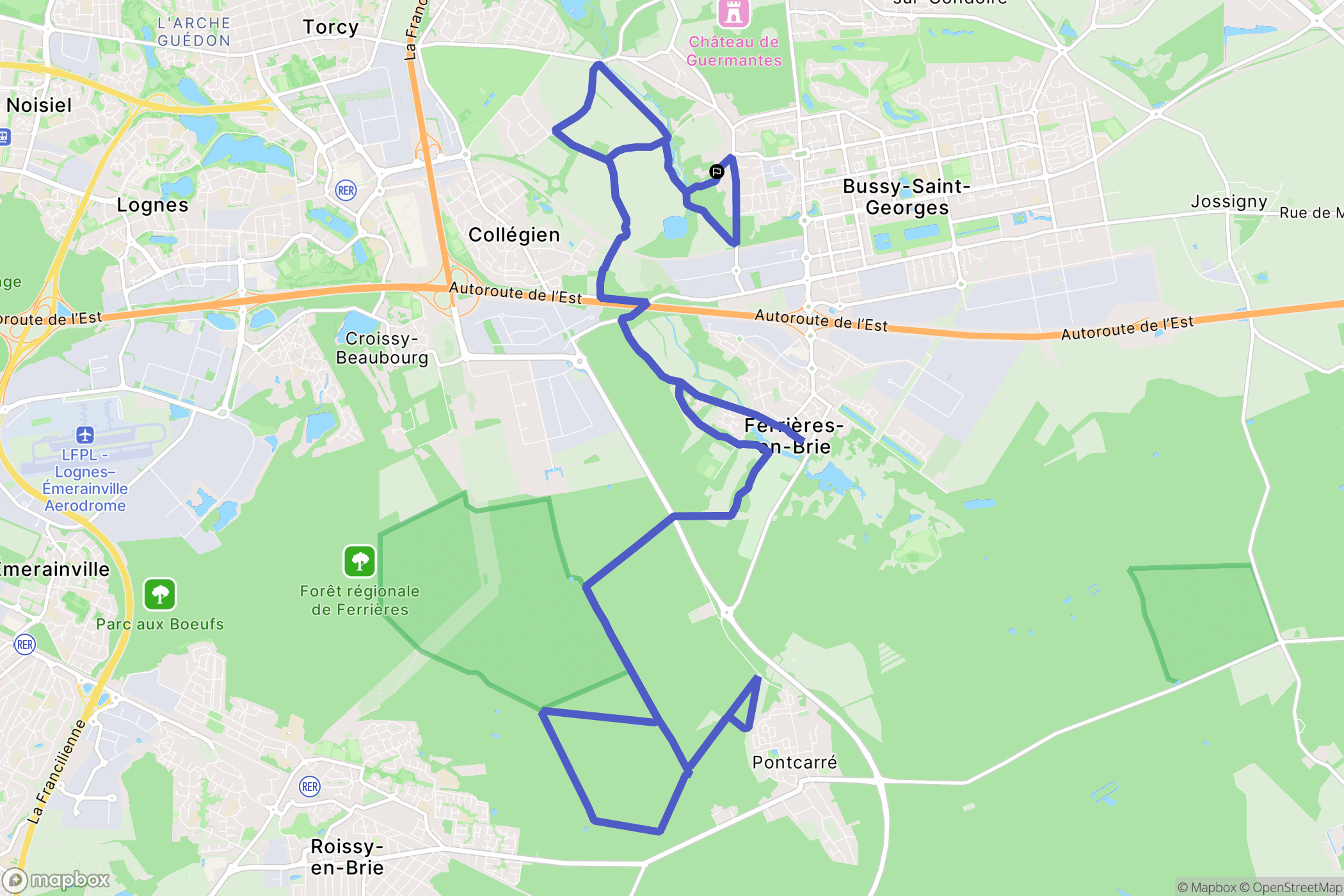 Bussy-Saint-Georges : carte du parcours de randonnée - France
